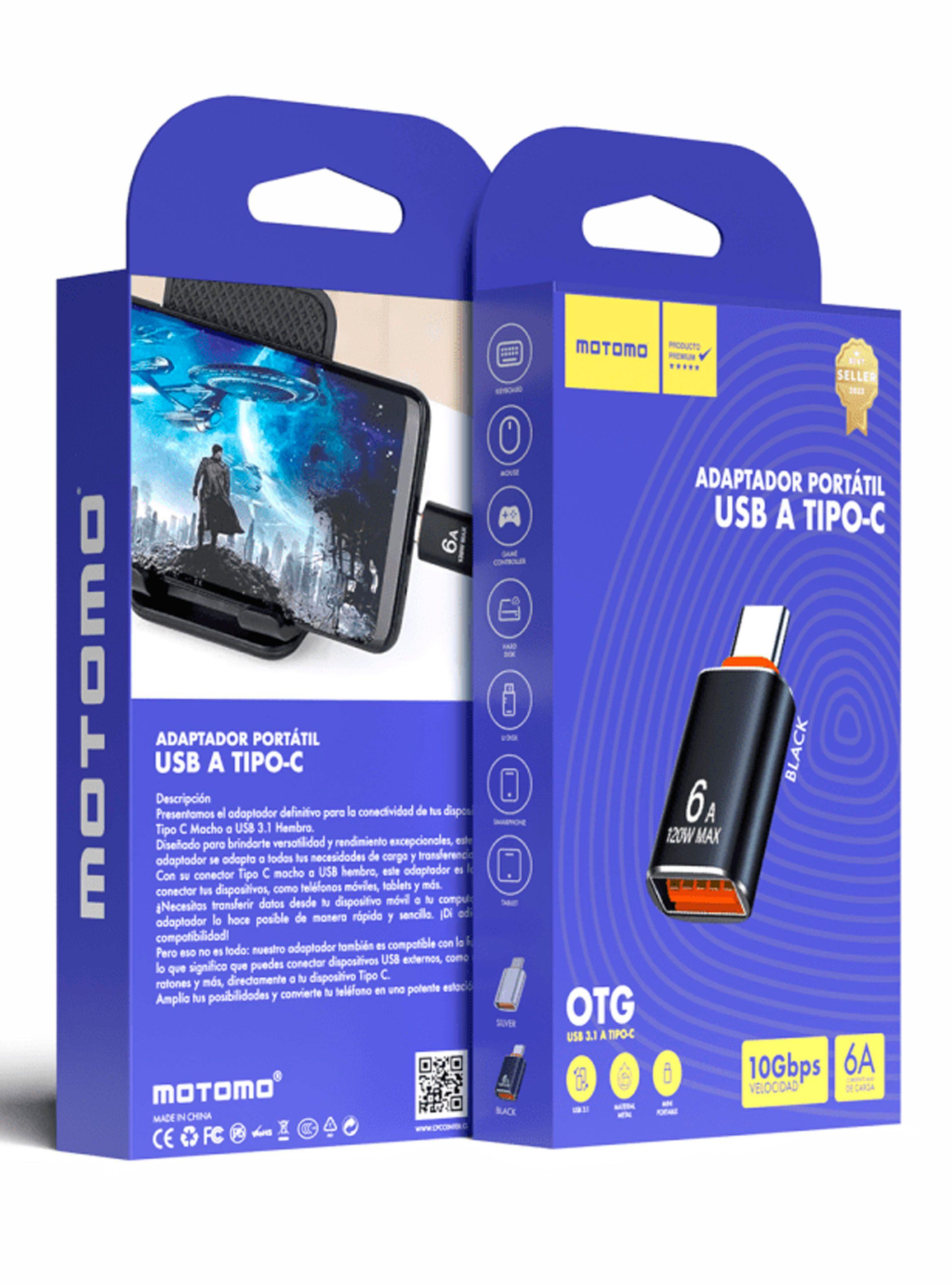 Adaptador OTG Para Carga Transferencia USB Salida USB-C Negr-4