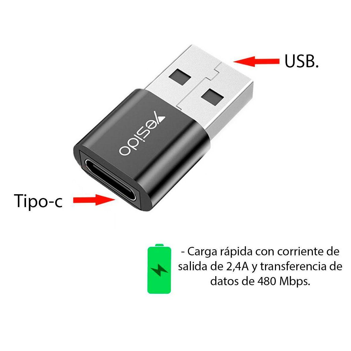 Adaptador OTG Yesido GS09 Tipo C A USB Super Fast Charging-1