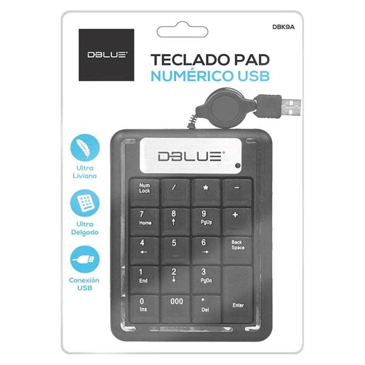 Teclado Numerico Con Cable USB Retractil Dblue DBK9A Negro-3