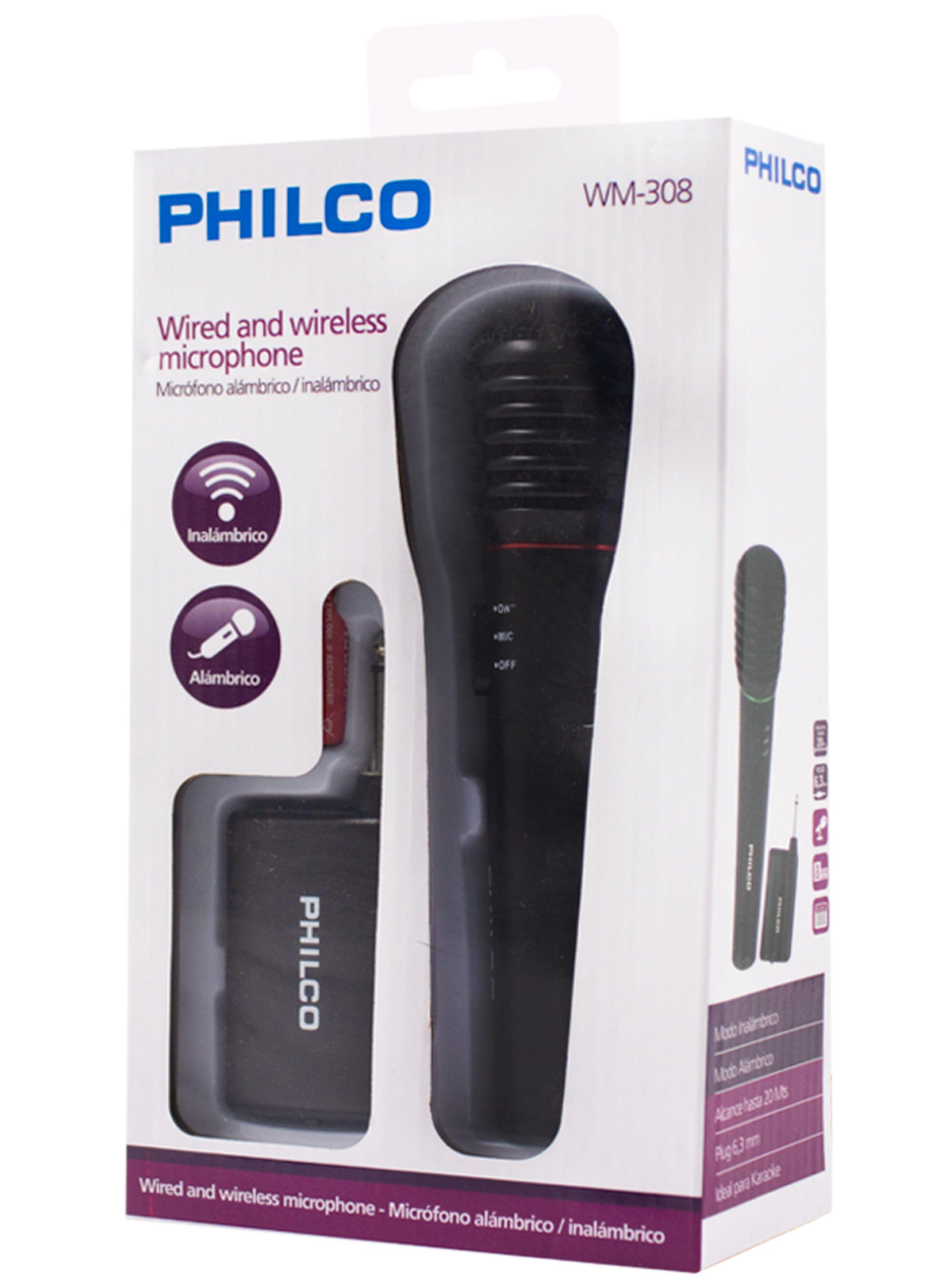 Microfono Inalambrico Y Con Cable Para Karaoke Philco WM308-2