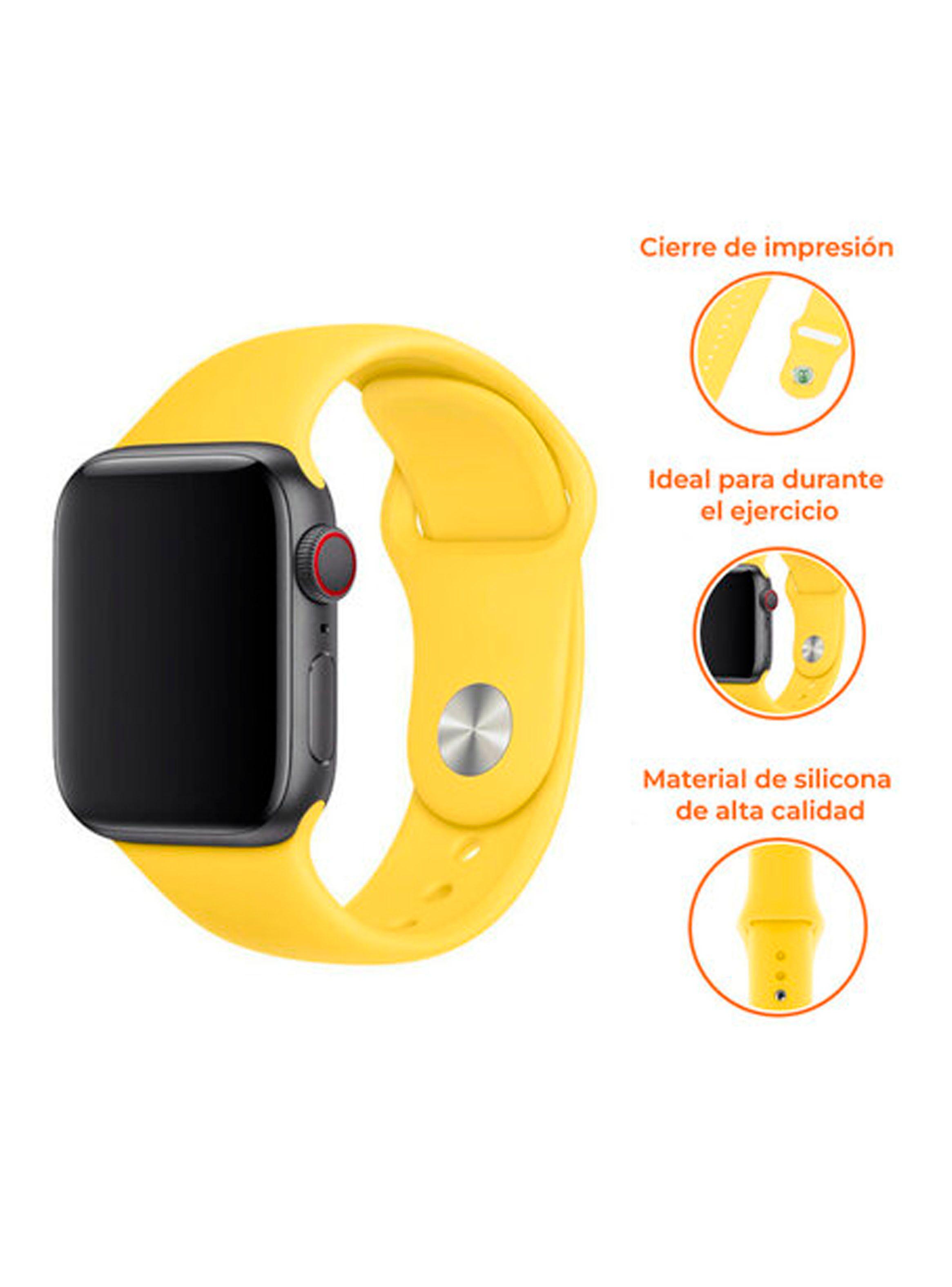 Correa Compatible Con Apple Watch 38mm 40m 41m Goma Amarillo-2