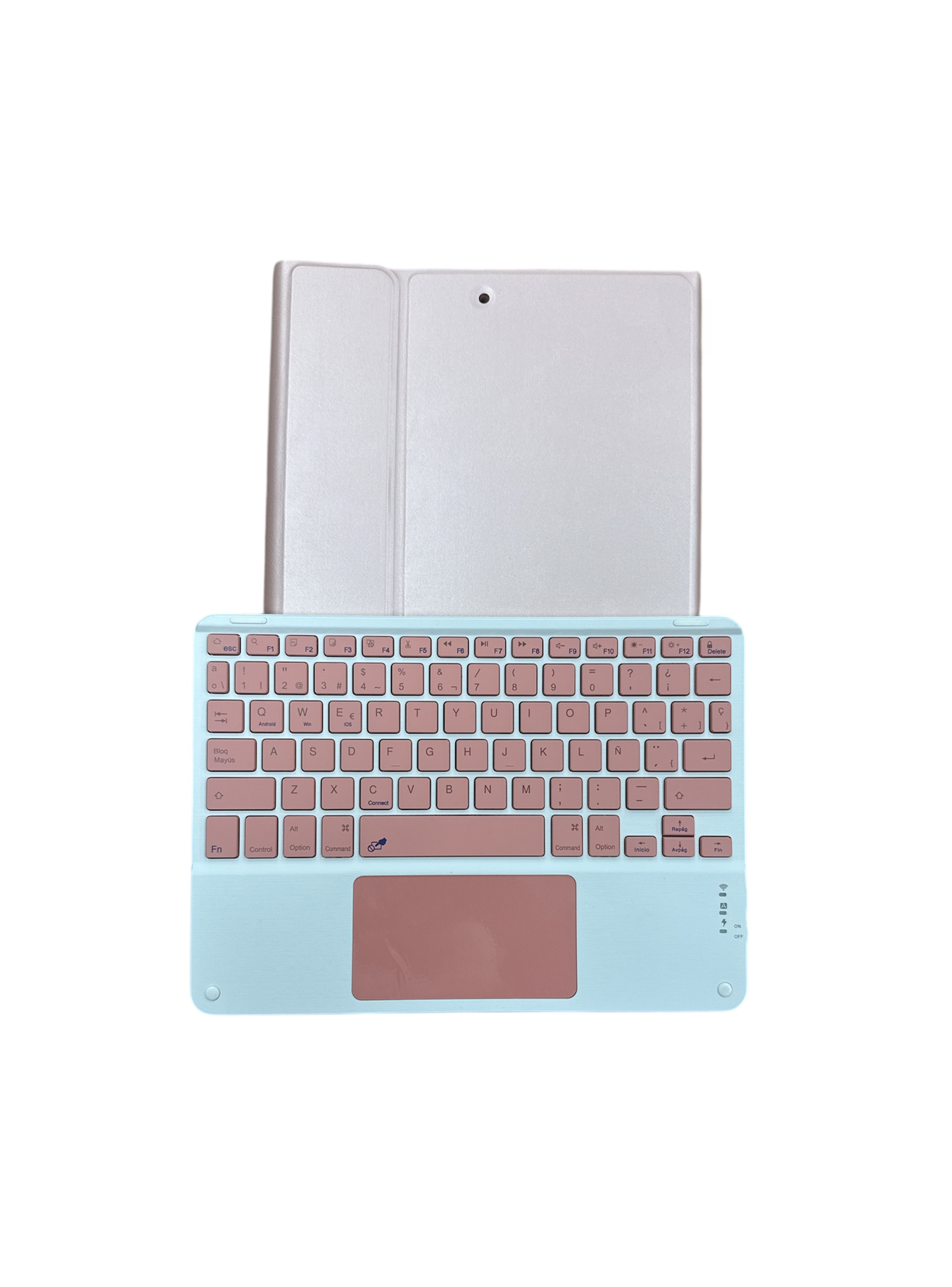 Funda Para iPad 10.2 7 8 9na Teclado Español Touchpad Gold Rose-0