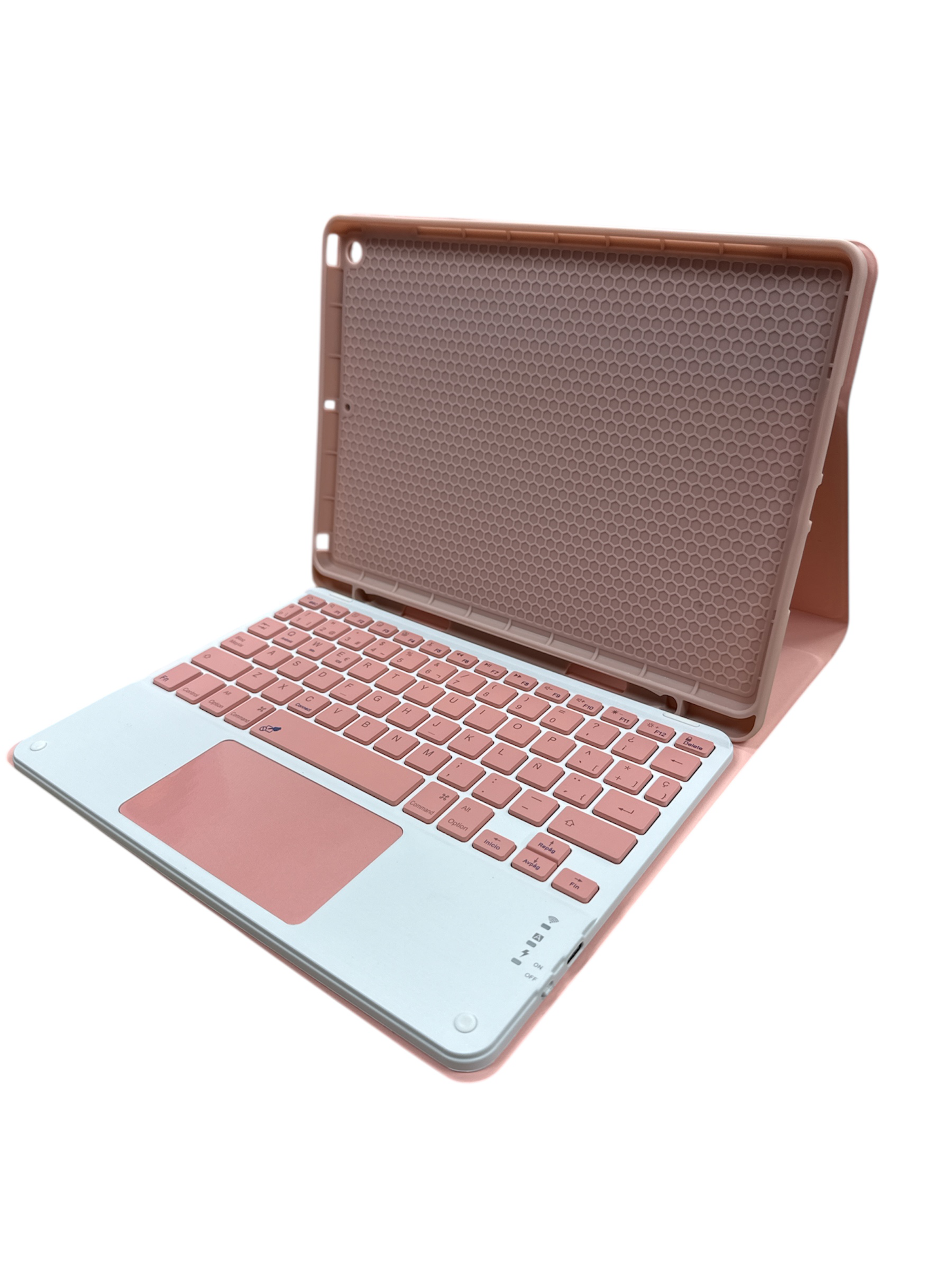 Funda Para iPad 10.2 7 8 9na Teclado Español Touchpad Gold Rose-1