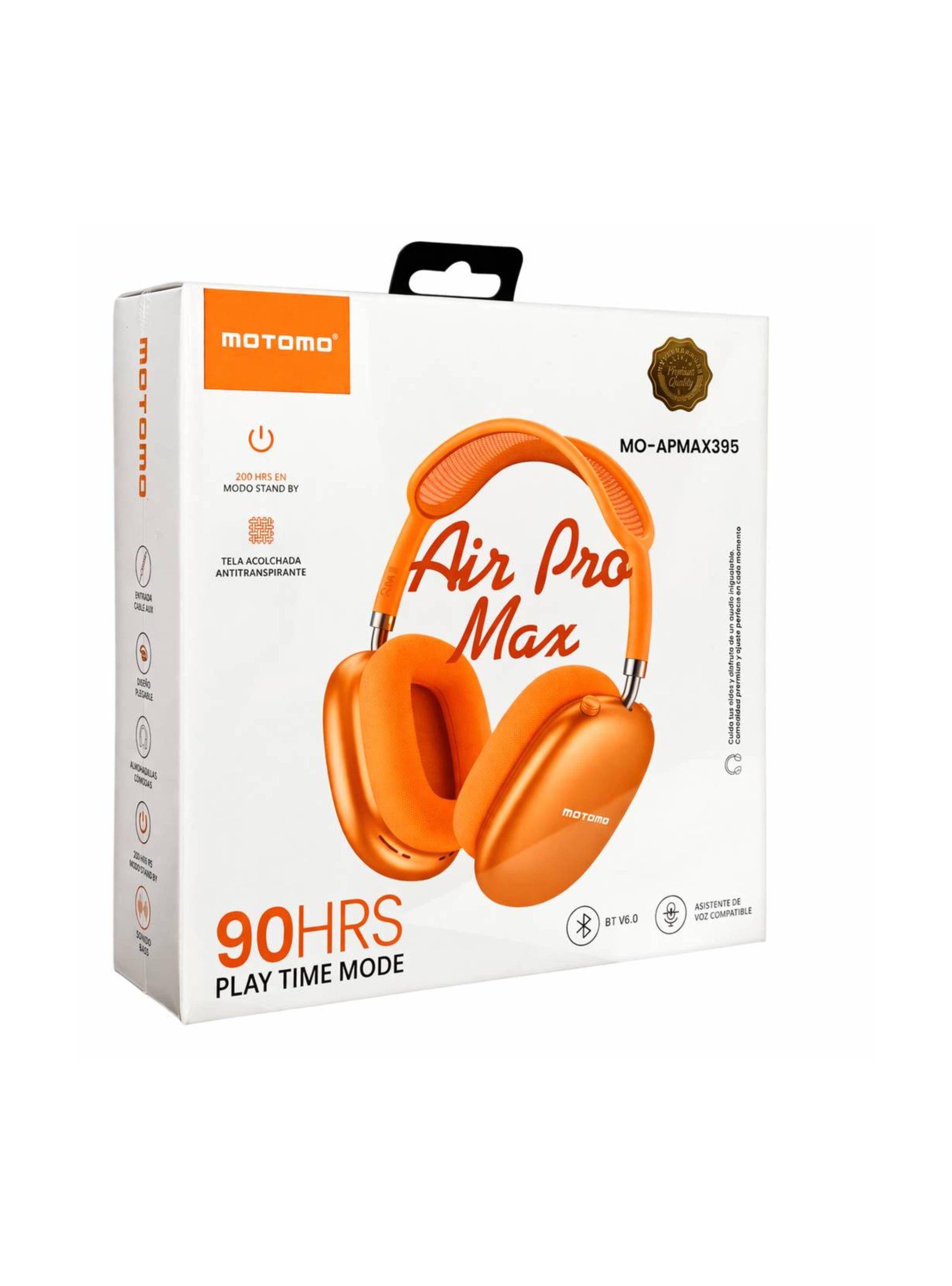 Audifonos Inalámbrico Bluetooth Acolchado Max395 Naranja-5