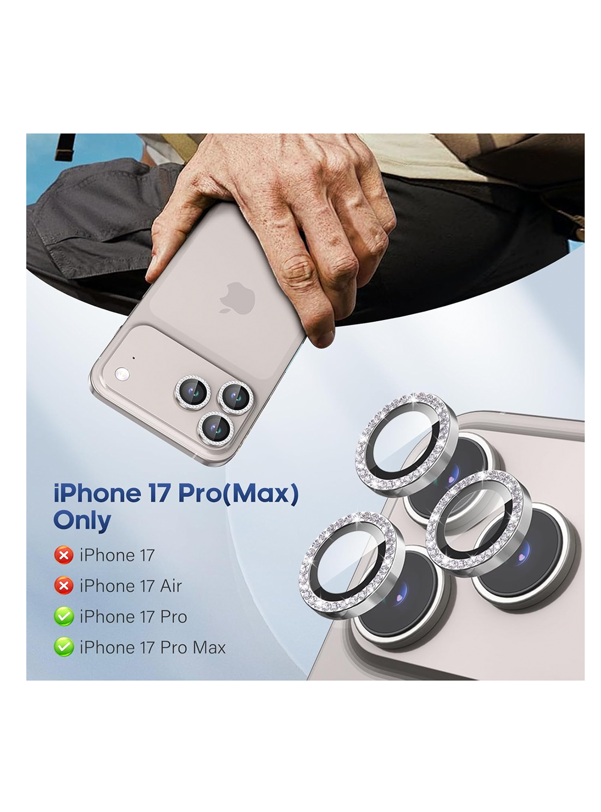Lamina Protectora De Cámara Brillo Para iPhone 17 Pro Plateado-3