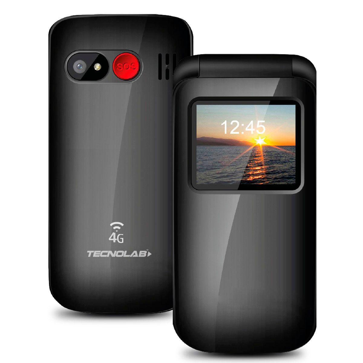 Telefono Celular Adulto Mayor 4G Tipo Almeja Tecnolab Negro-0