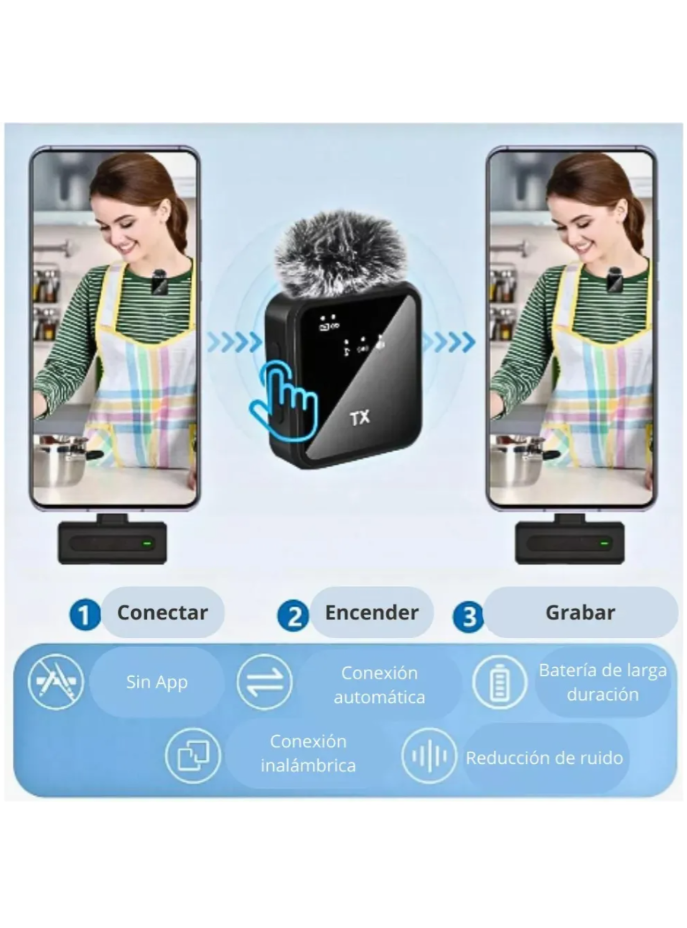 Micrófono de solapa inalámbrico Doble USB-C y Para iPhone-3