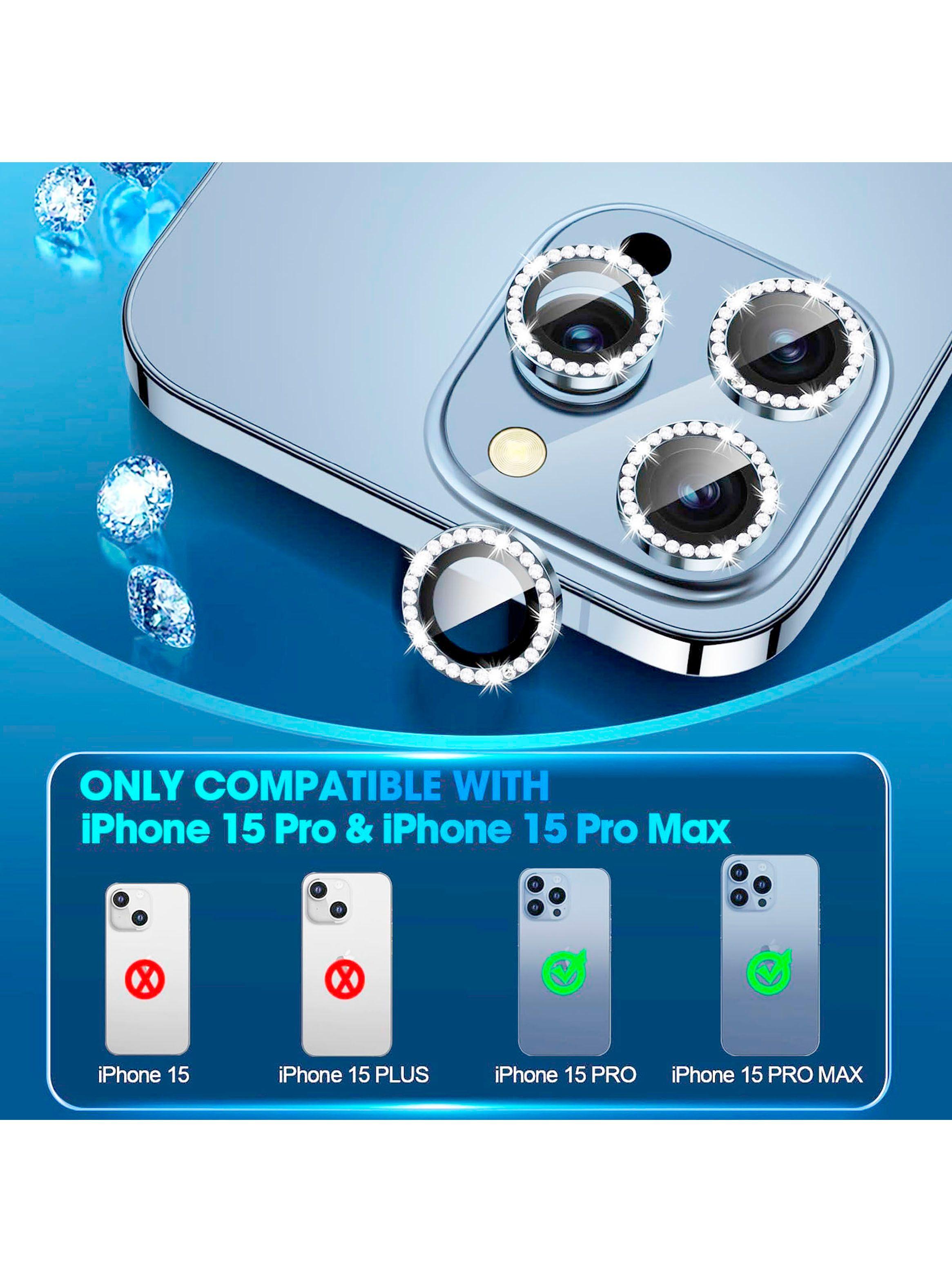 Protector Lente Camara Para iPhone 15 Pro Max Diamante Azul-1