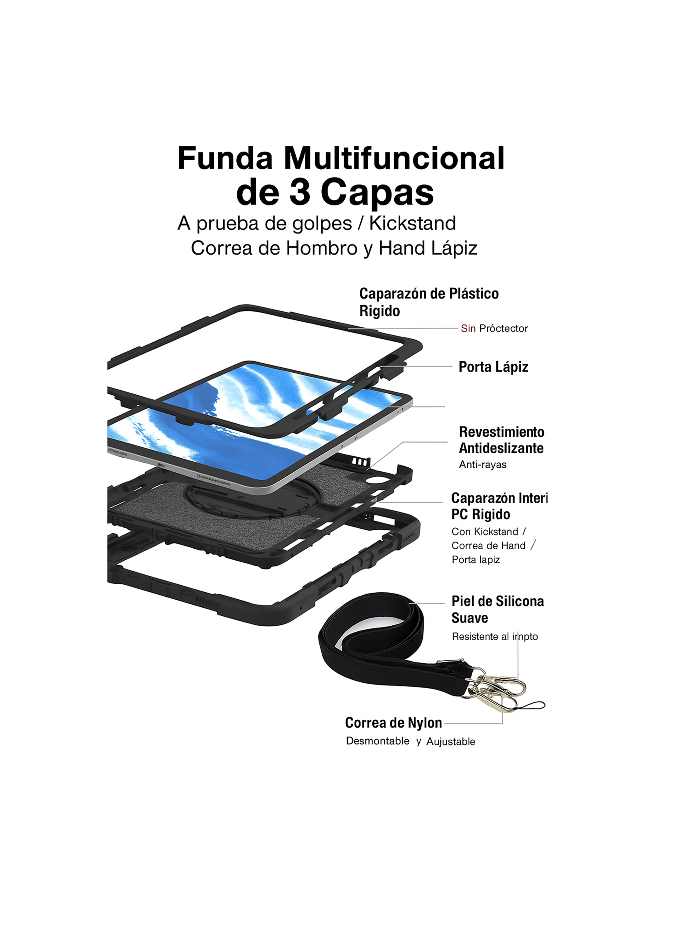 Funda Armadura 360 Lamina Vidrio Para Samsung Tab A9 8.7-3