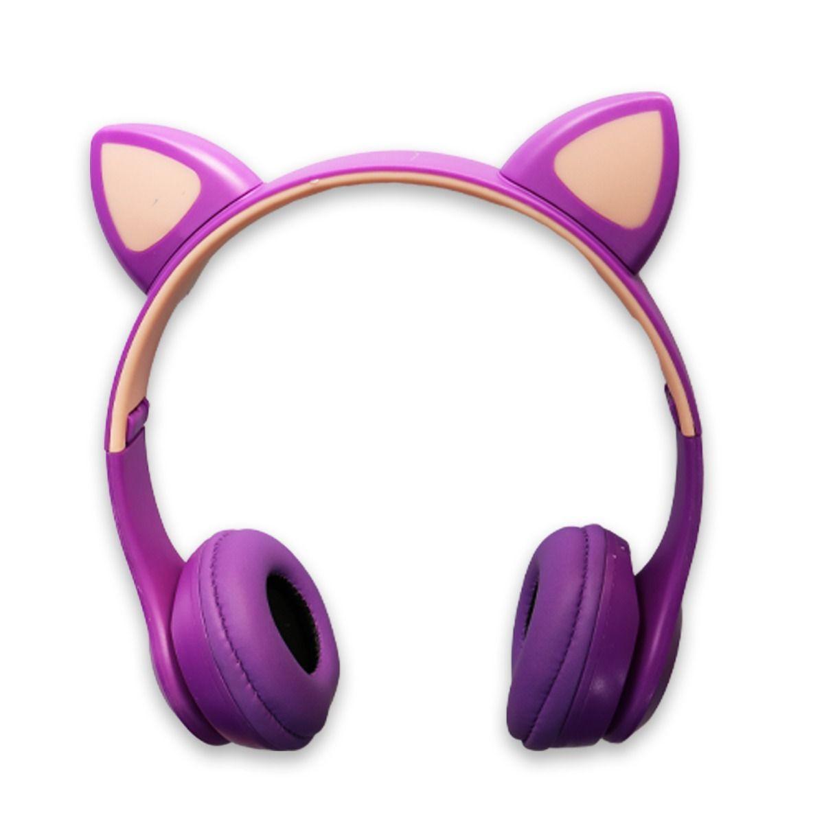 Audífonos Inalámbrico Bluetooth Gato Lila 205L-1