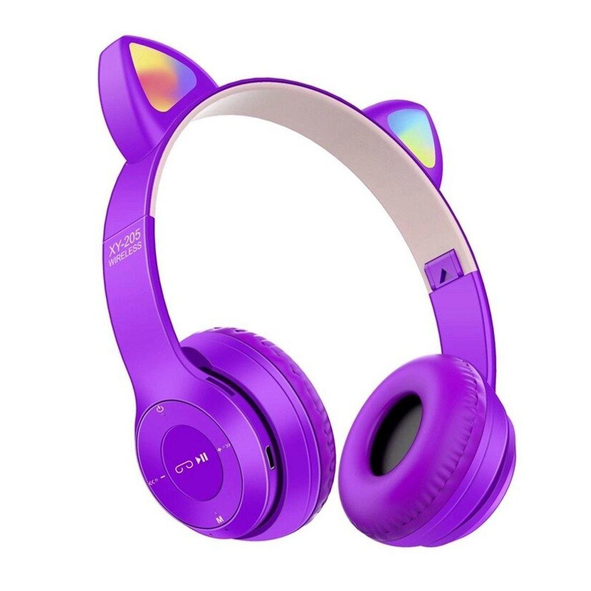 Audífonos Inalámbrico Bluetooth Gato Lila 205L-0