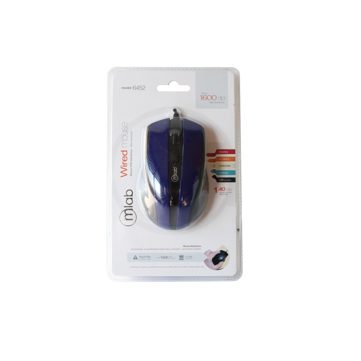 Mouse Alambicó USB Azul-3