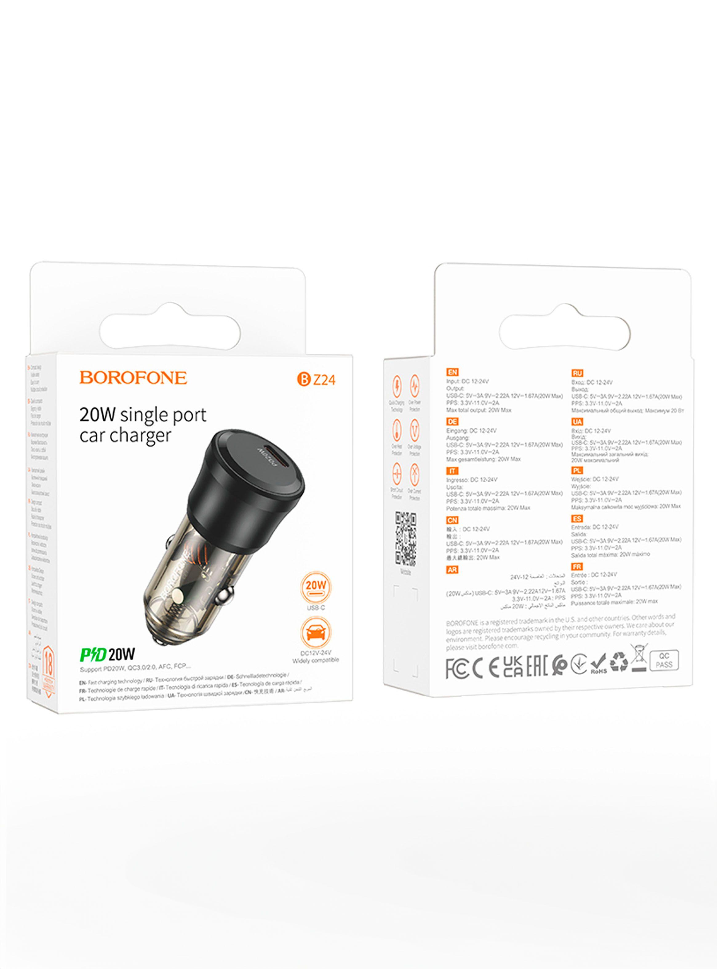 Cargador De Auto Carga Rapida Puerto PD 20W Borofone BZ24-3