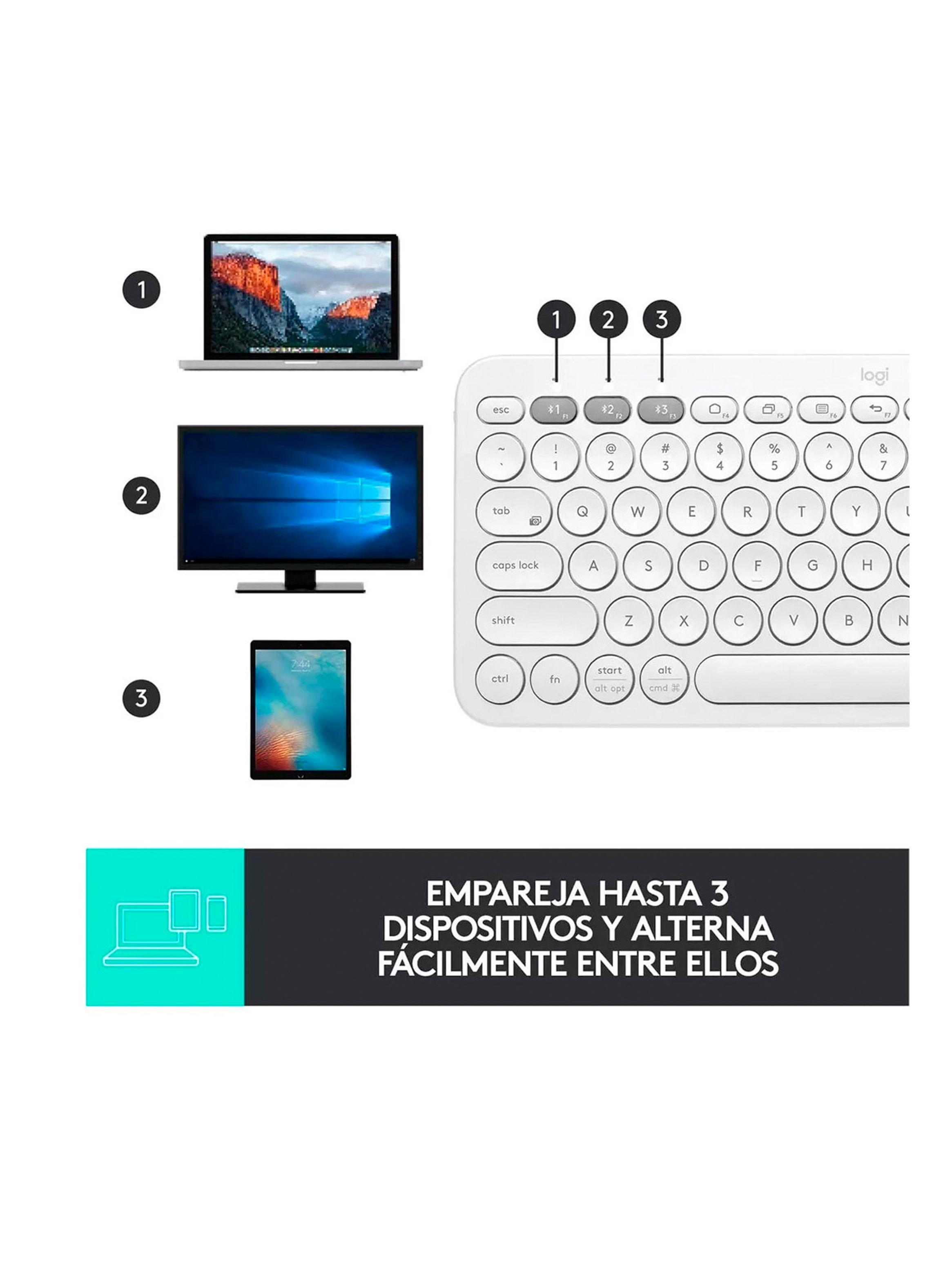 Teclado Logitech Bluetooth Multi-Device K380 Blanco-5
