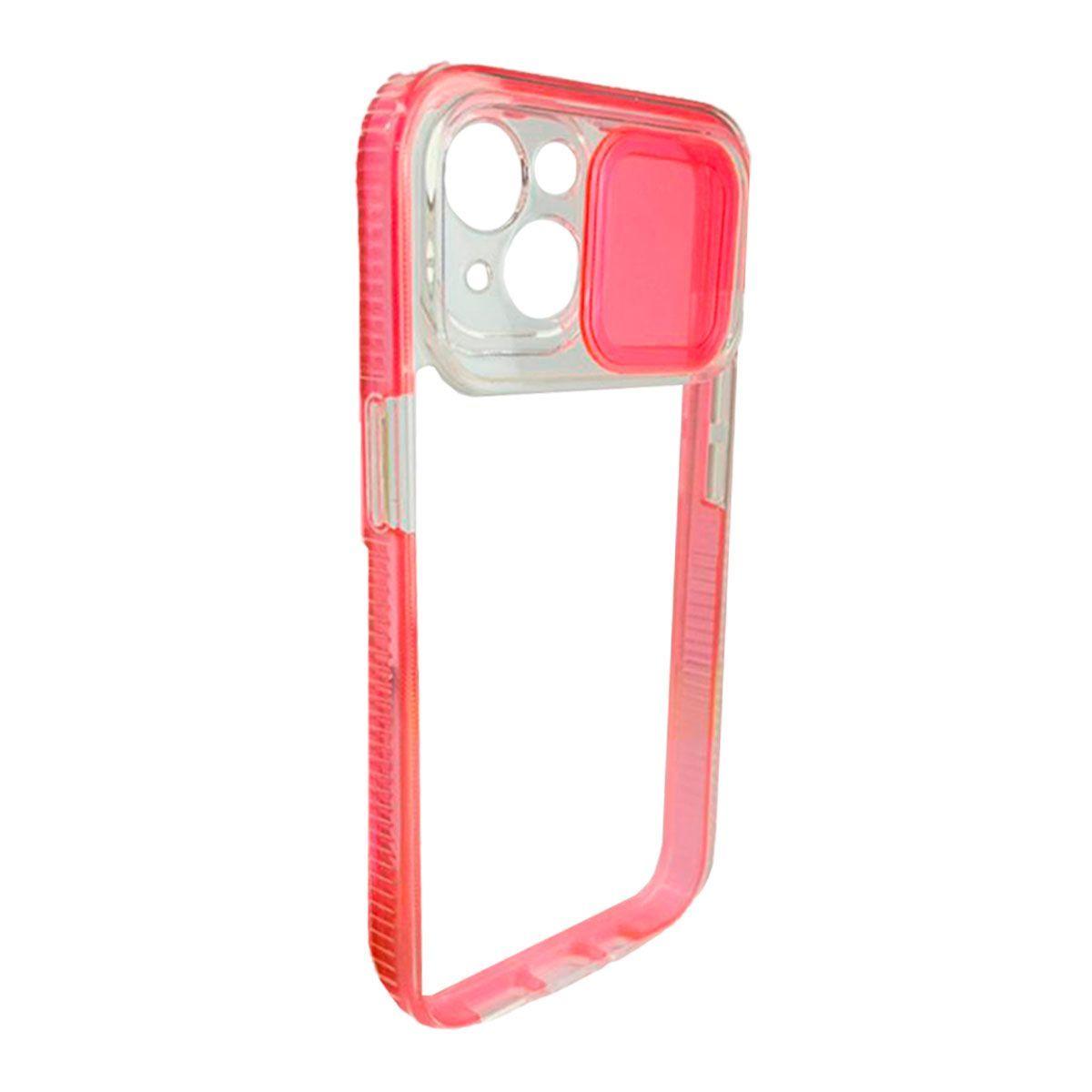 Carcasa Para iPhone 13 Transparente 360° Borde Color Fluor Rosa-1