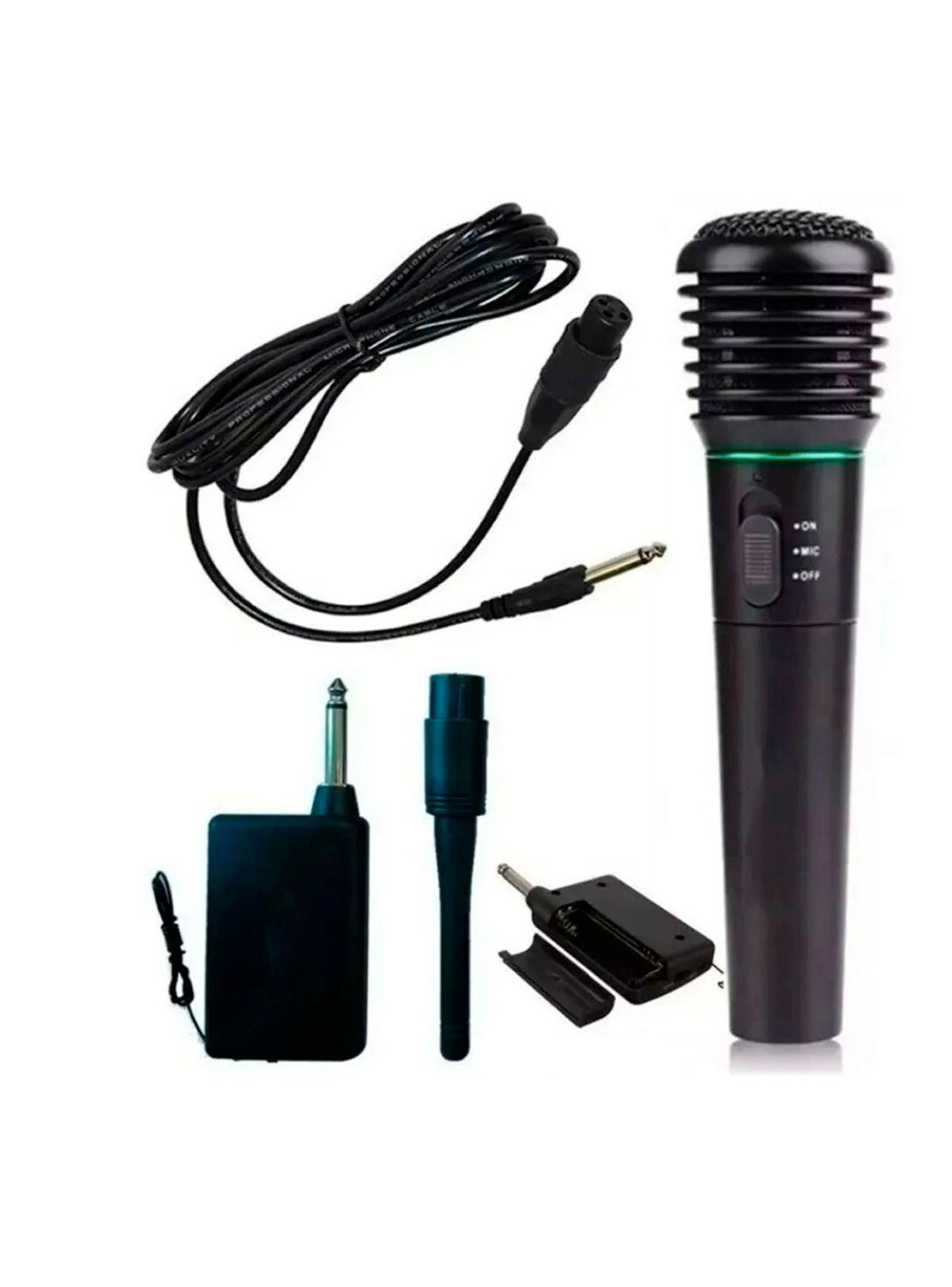 Micrófono Inalámbrico Y con Cable Para Karaoke Negro-2