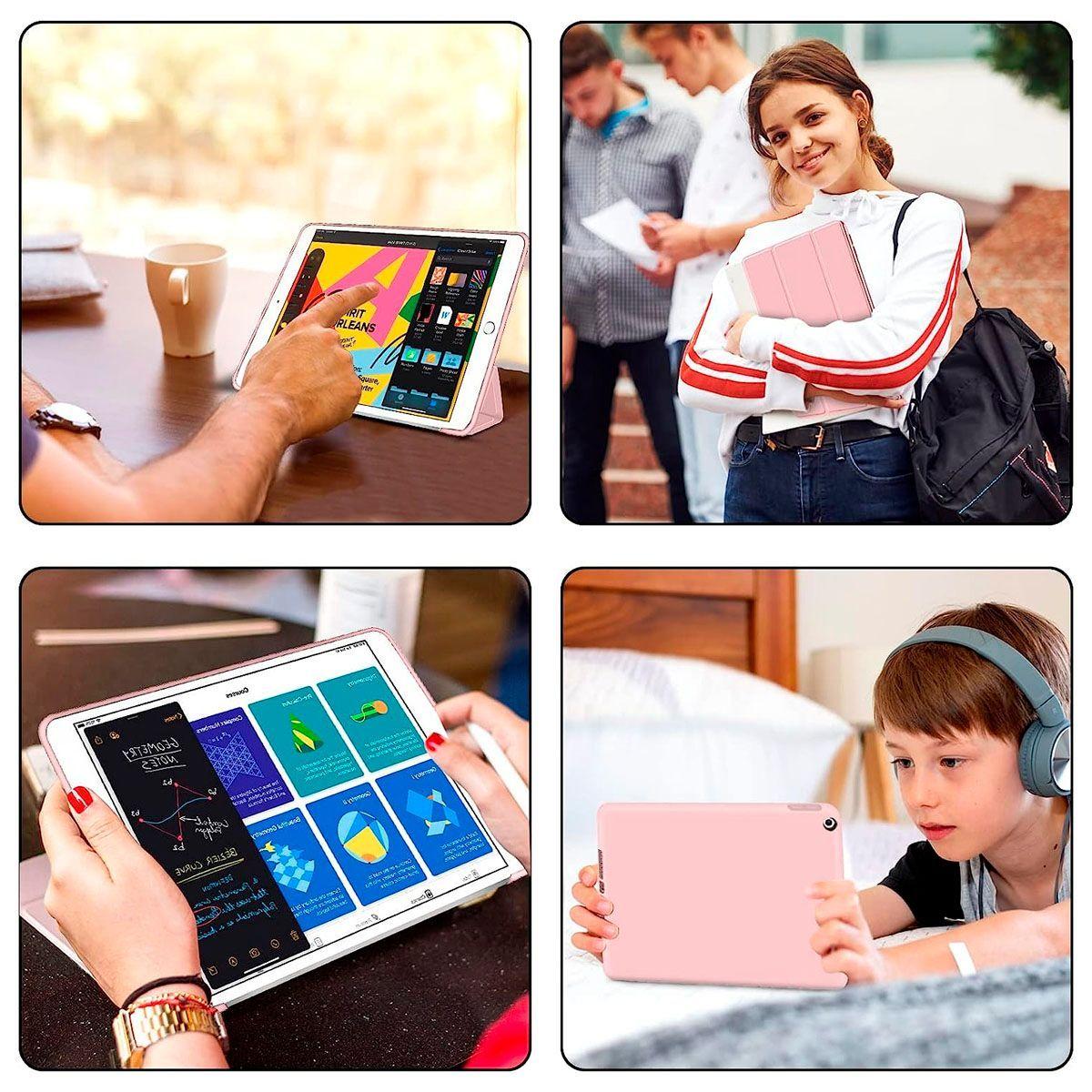 Funda SmartCover Para iPad 10.2 7 8 9 Gen Sin Ranura Rosado-5