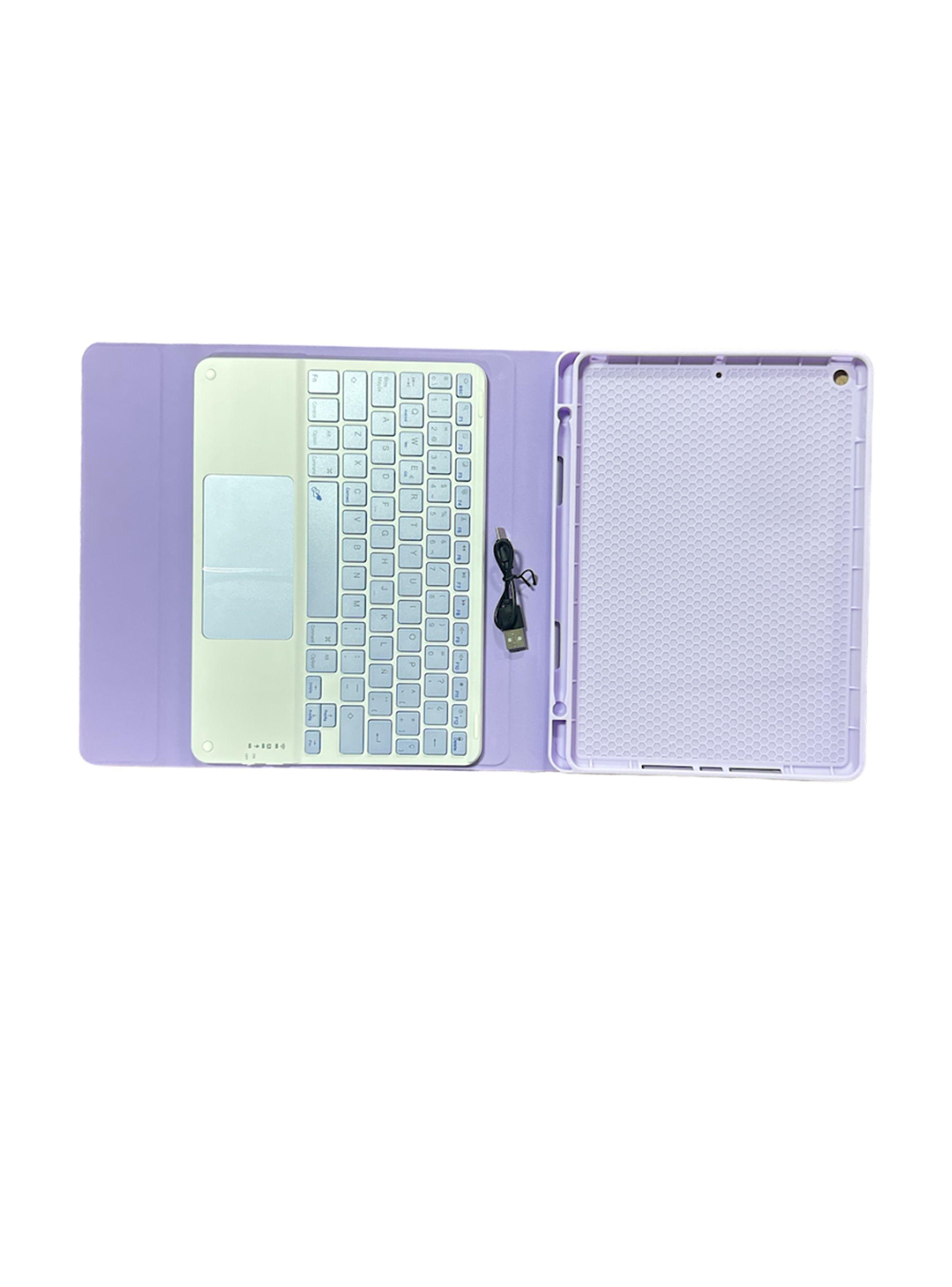 Funda Para iPad 10.2 7ma 8va 9na Gene Teclado Touchpad Lila-2