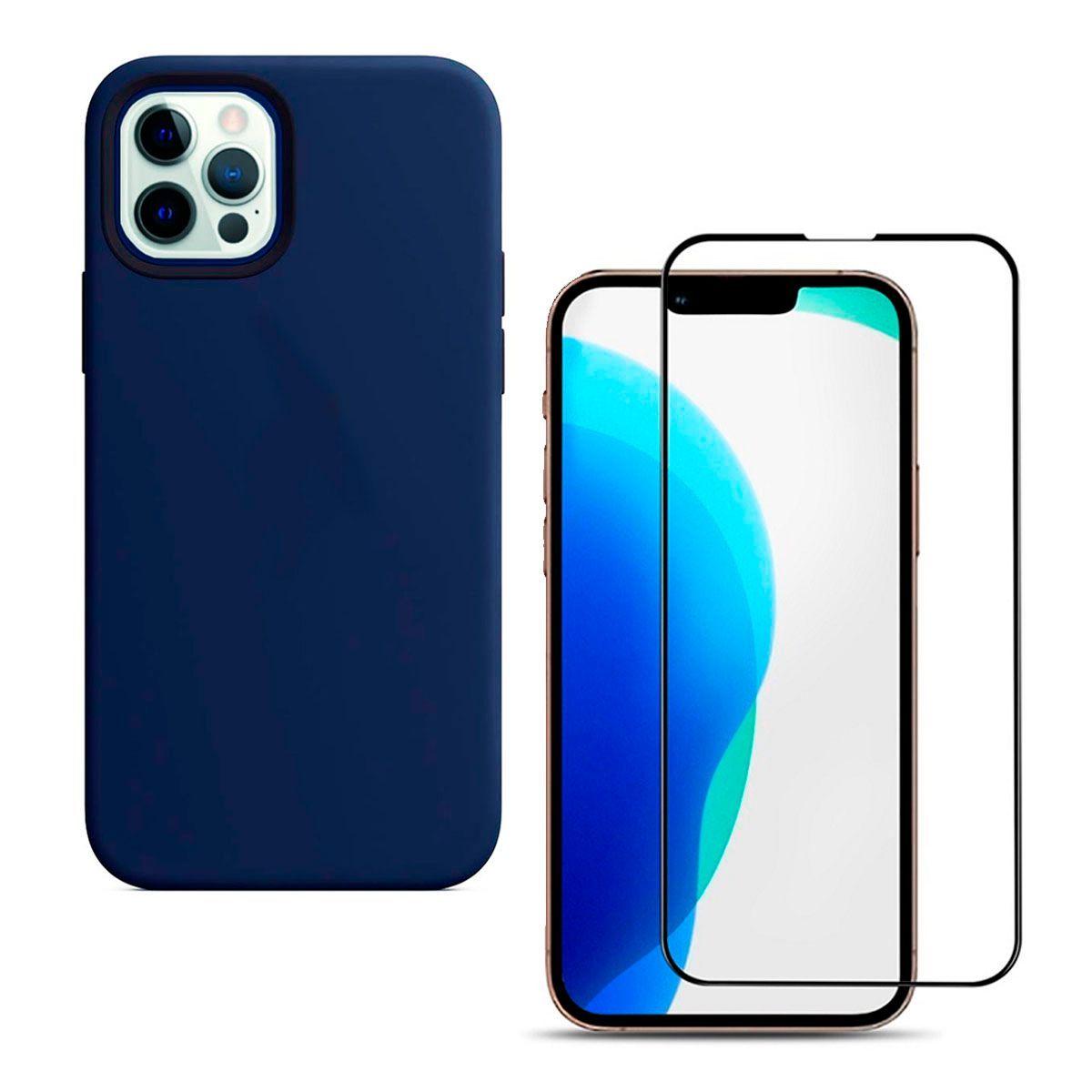 Carcasa + Lamina Para iPhone 13 Pro Max Goma Azul-0