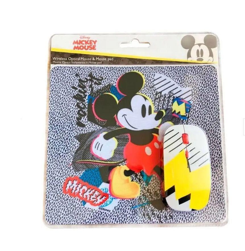 Kit Mouse Óptico Inalámbrico + Mousepad Mickey-0
