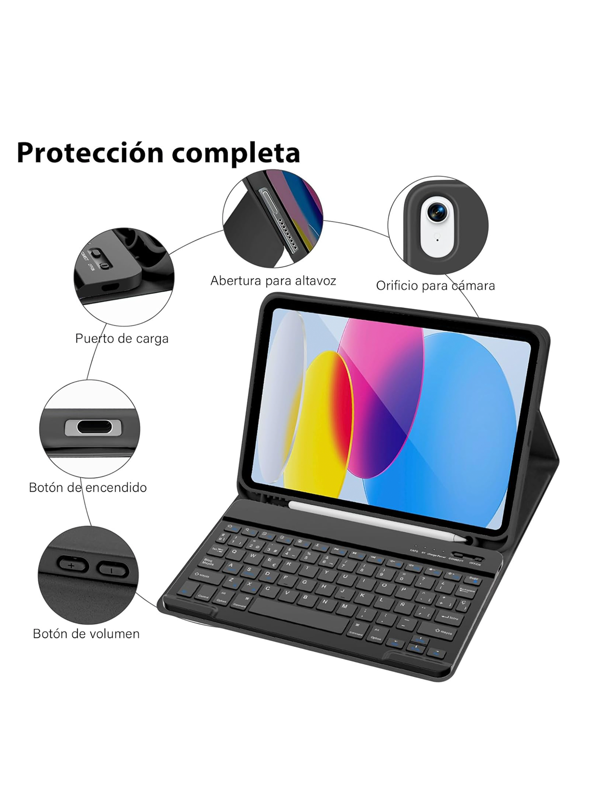 Funda con Teclado Español Para iPad 10.9 2022 10G-1