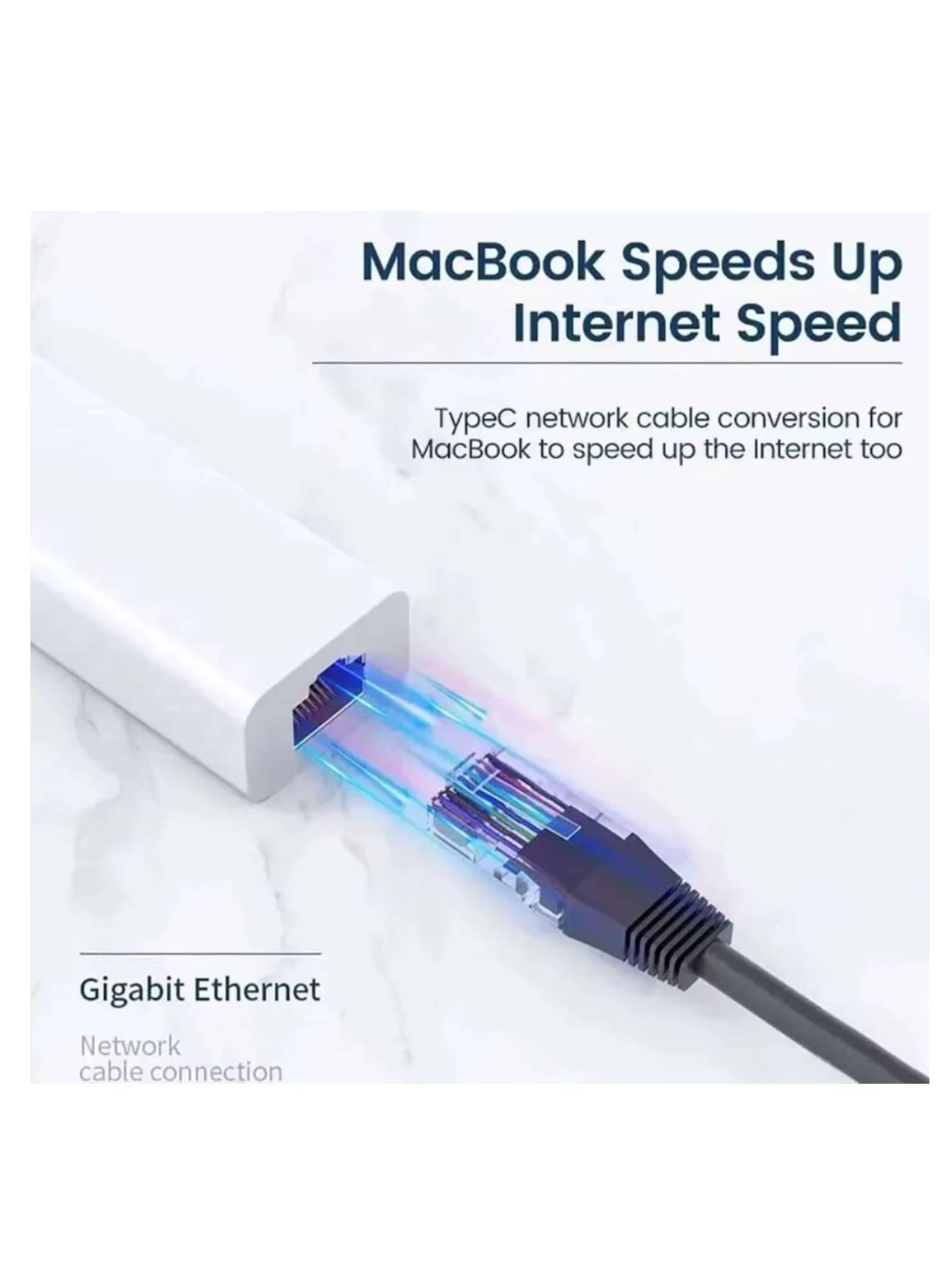 Adaptador USB-C Con Hub 3 Puerto Ethernet RJ45-3