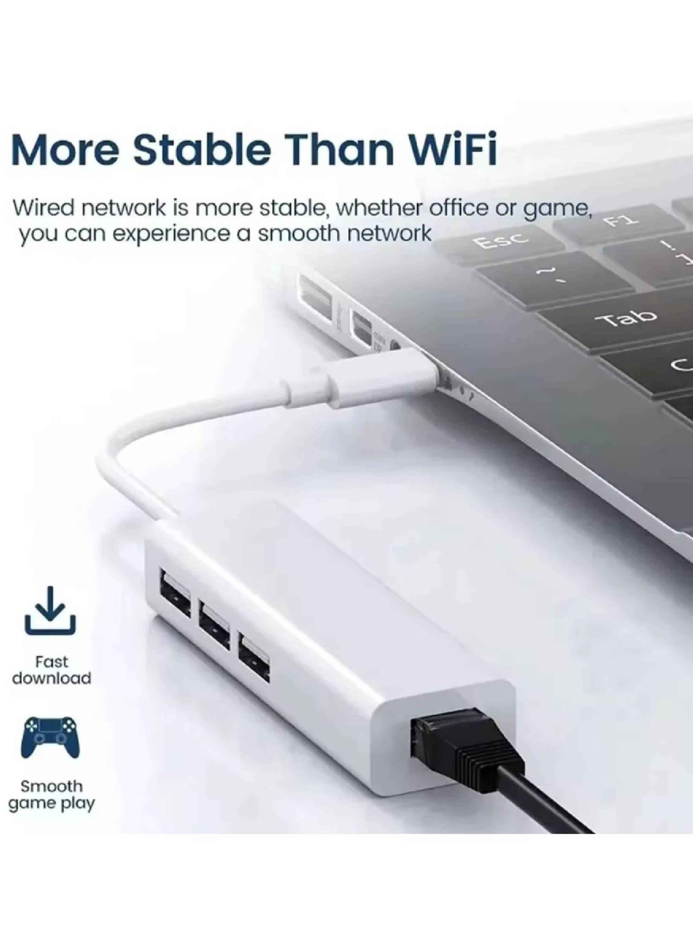 Adaptador USB-C Con Hub 3 Puerto Ethernet RJ45-4