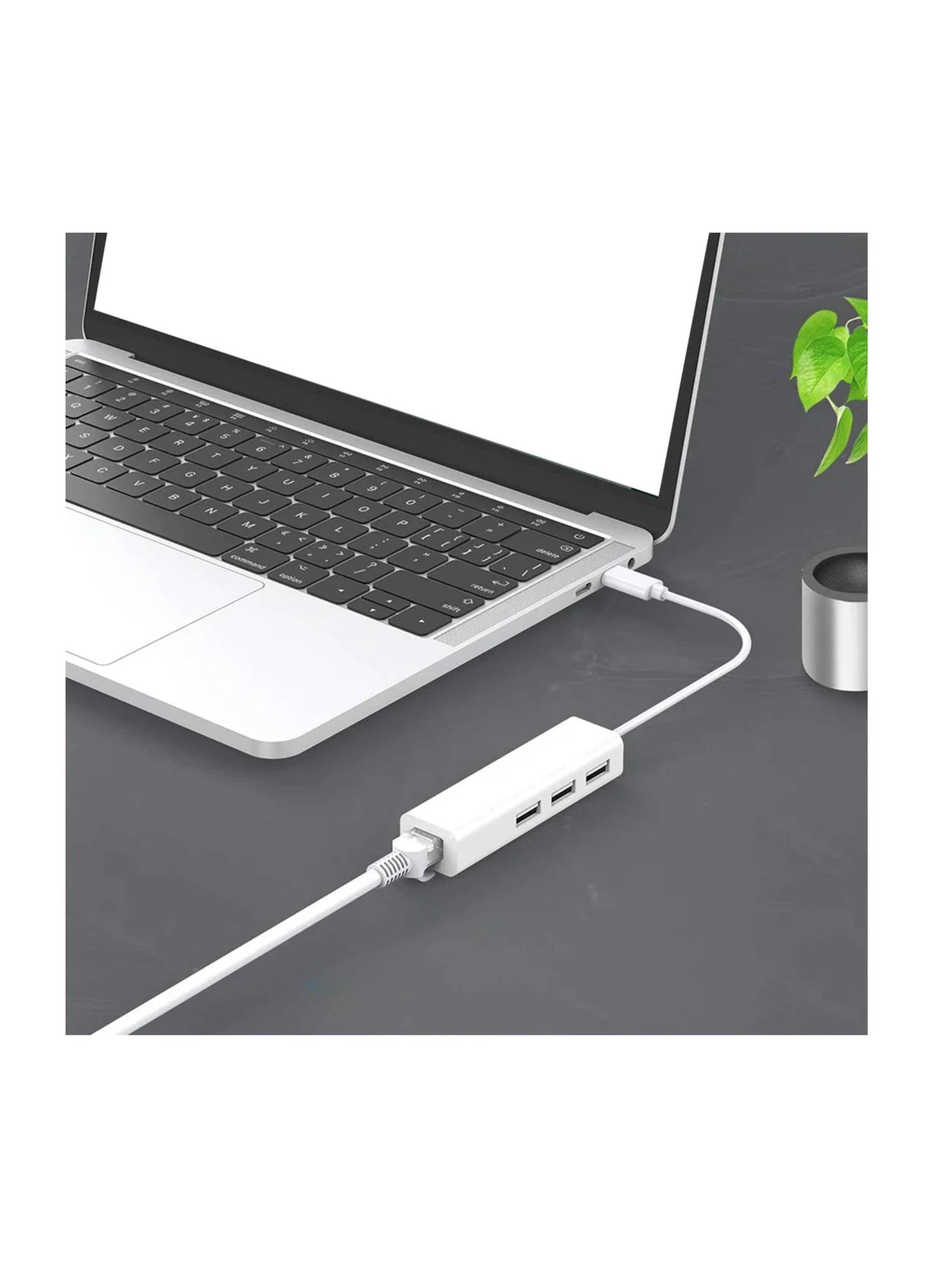 Adaptador USB-C Con Hub 3 Puerto Ethernet RJ45-6