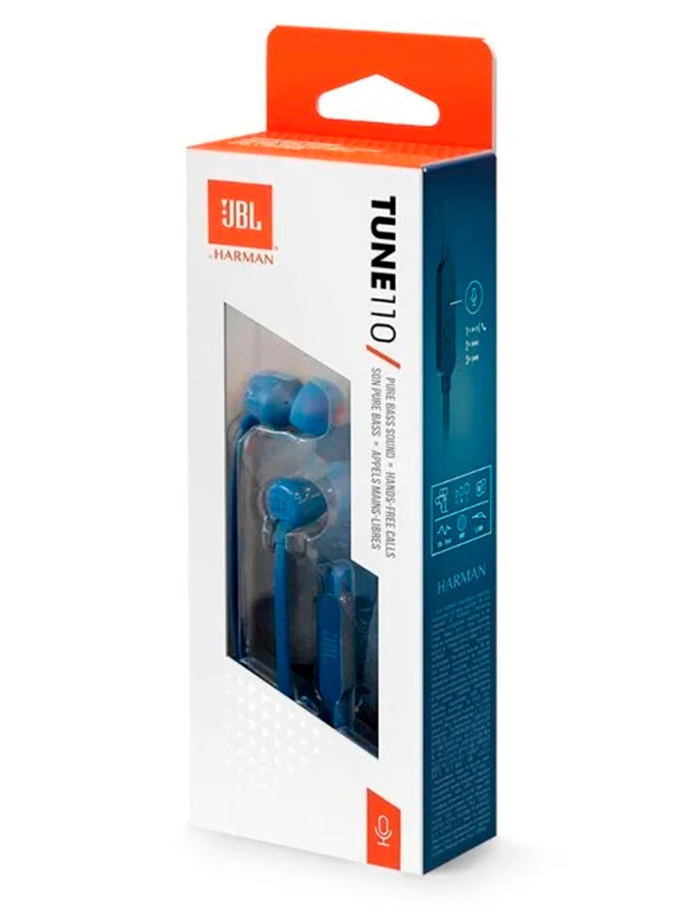 Audífonos Alámbricos Con Microfono JBL Tune 110  Azul-3