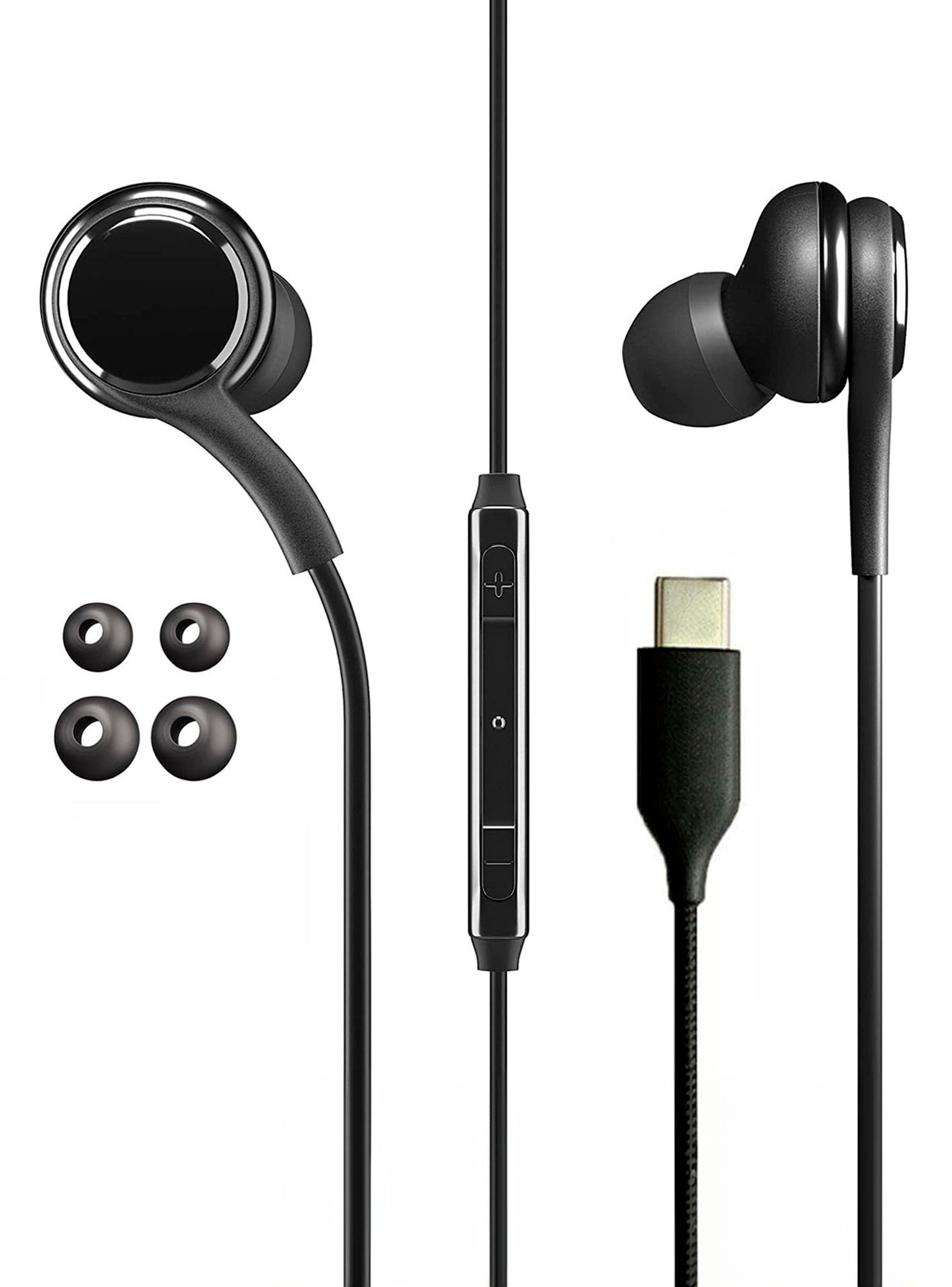 Audífonos Alambricos Conector USB-C Manos Libres Goma Negro-0