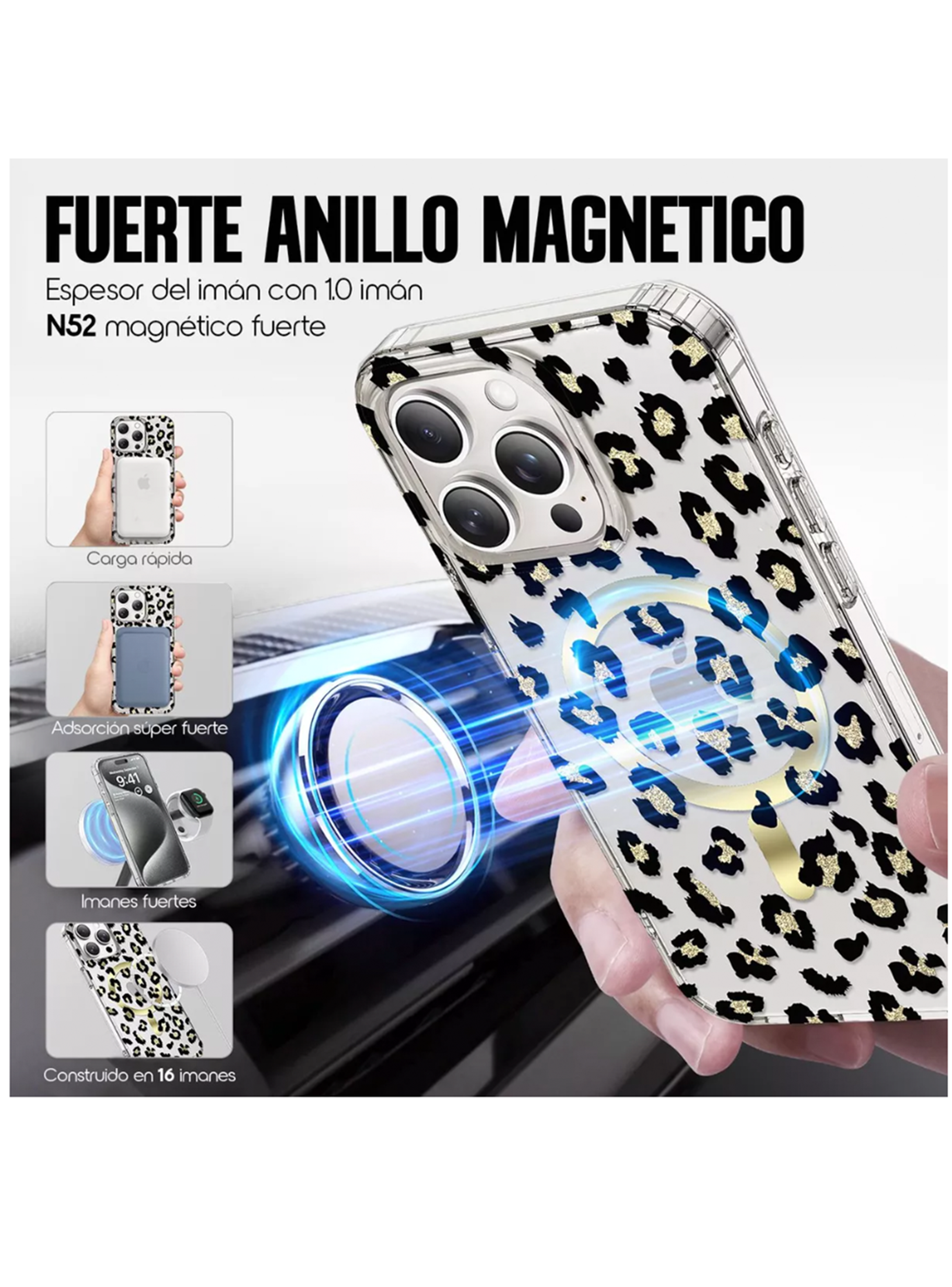 Carcasa Funda Animal Print Leopardo Para iPhone 16 pro-2