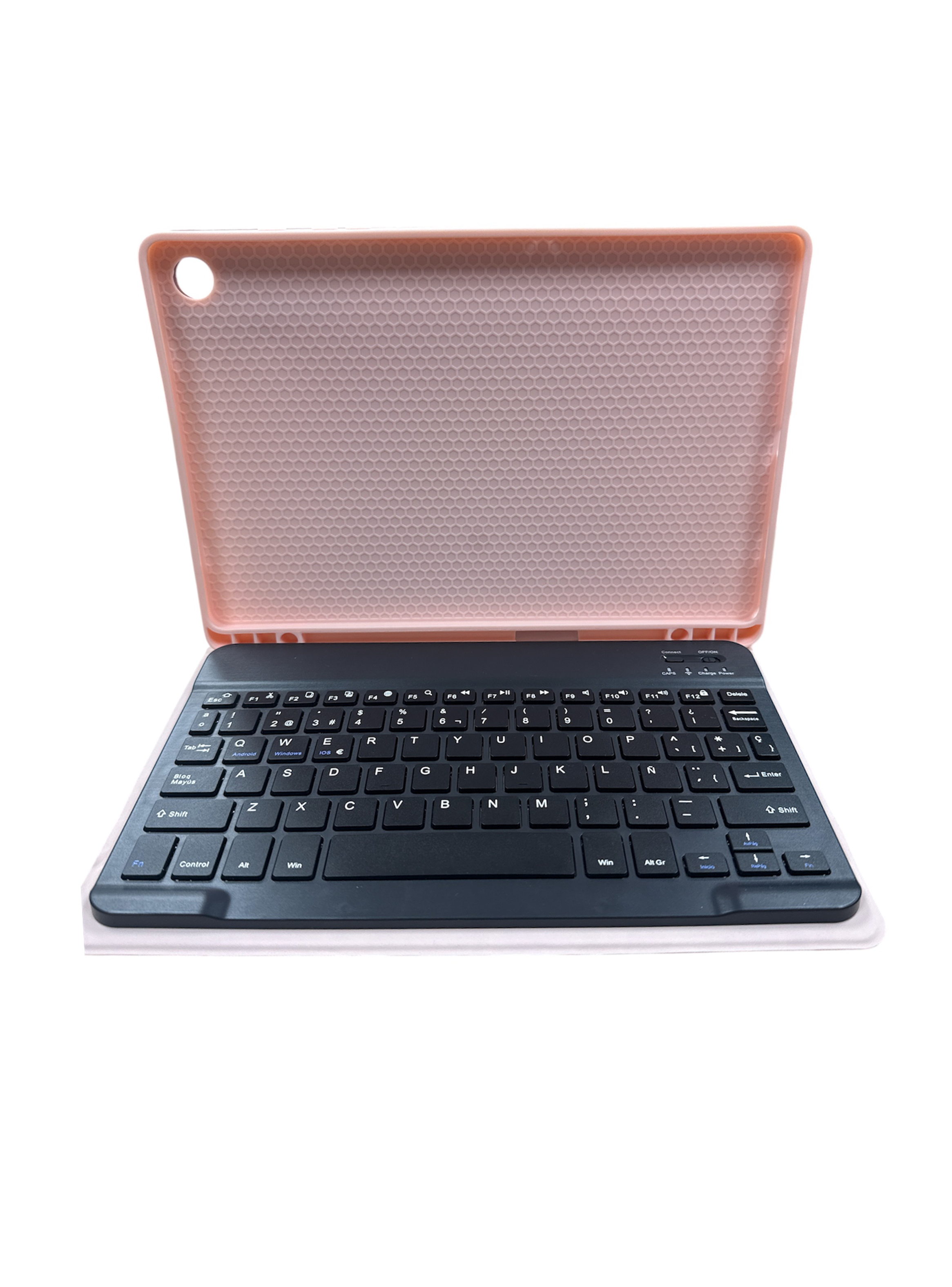 Funda Con Teclado Español Para Tab Samsung A11 Plus 11 Rosa-2