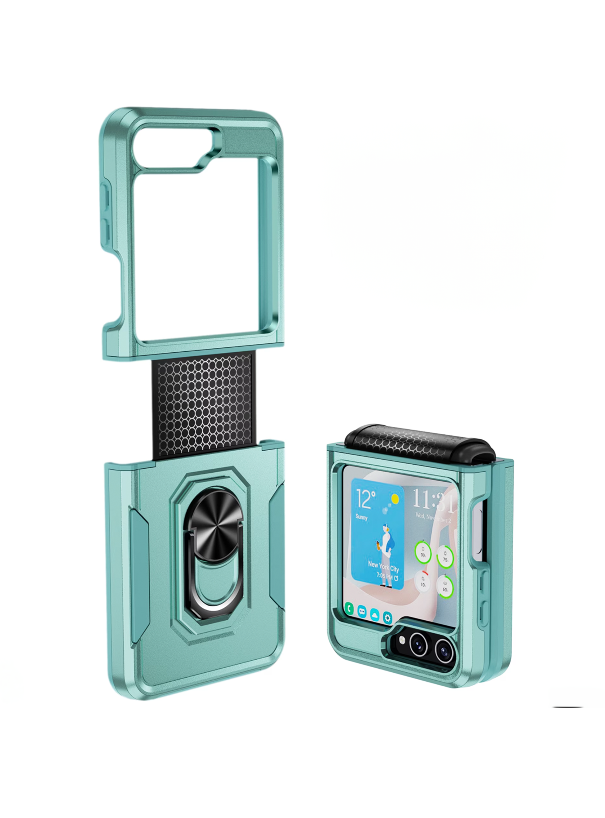 Carcasa Antigolpe Compatible Con Samsung Zflip 7fe 5G Turquesa-1