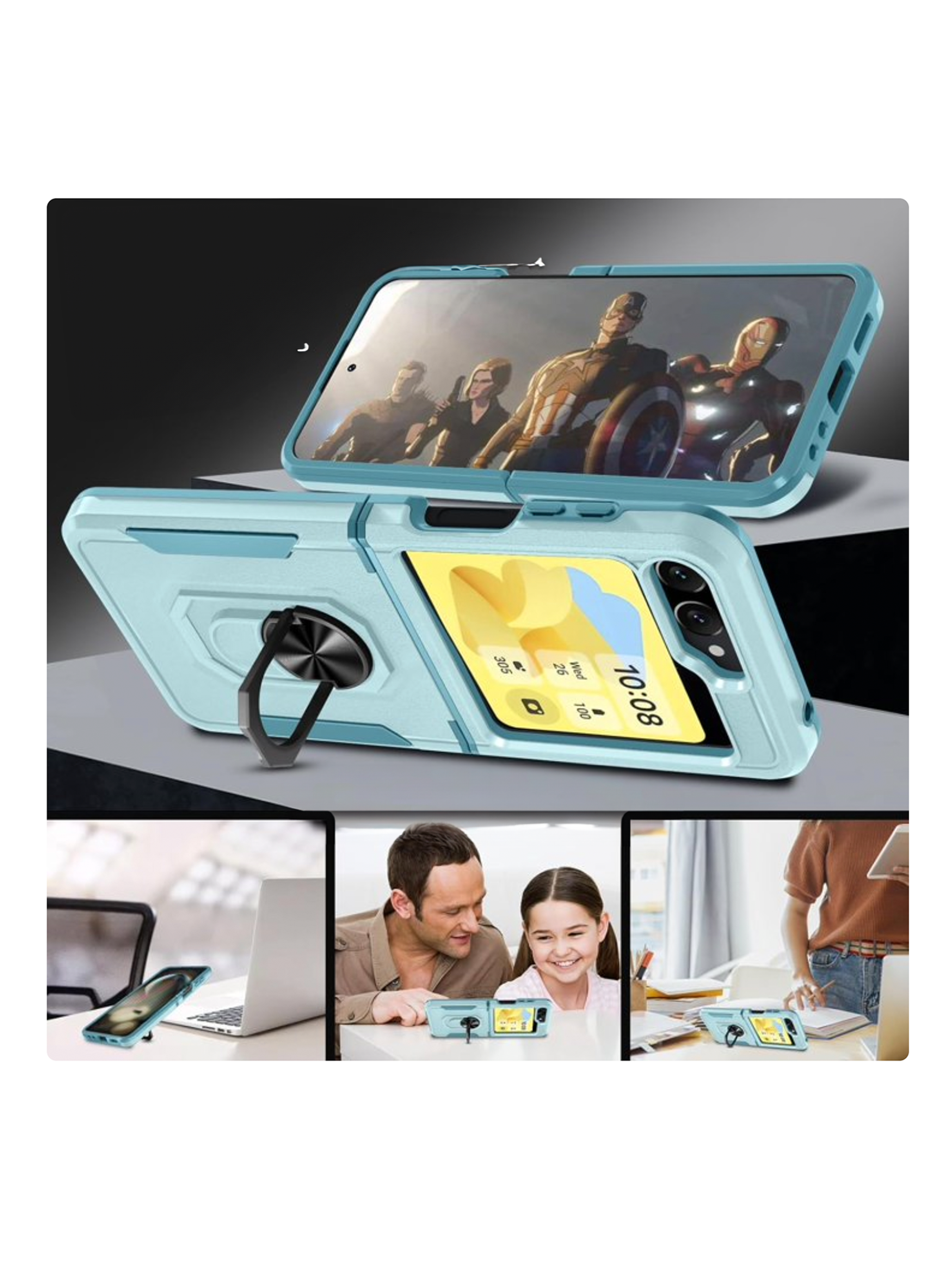 Carcasa Antigolpe Compatible Con Samsung Zflip 7fe 5G Turquesa-3