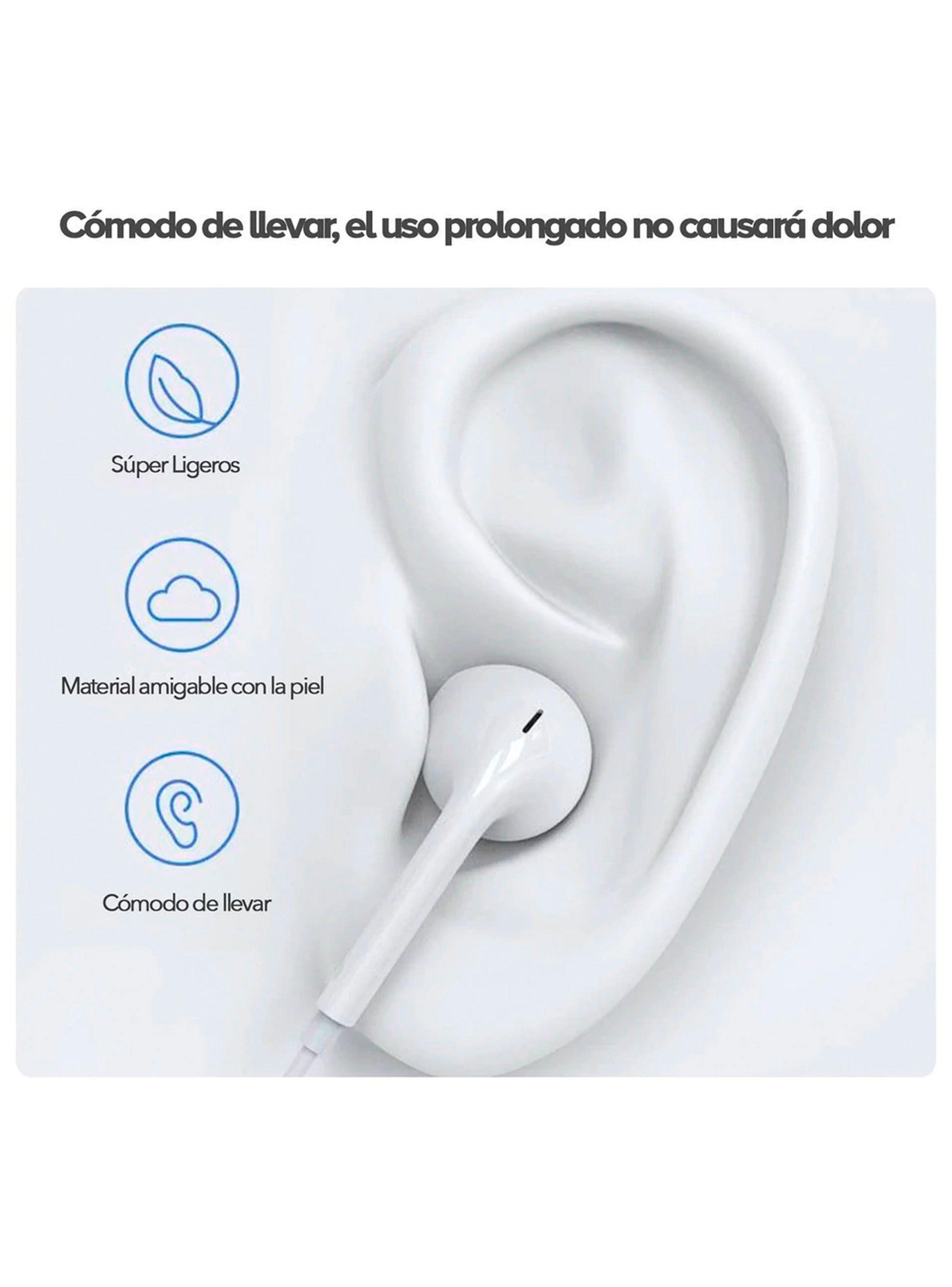 Audifono Manos Libres Aux 3.5 Sin Goma Control Volumen Blanc-3