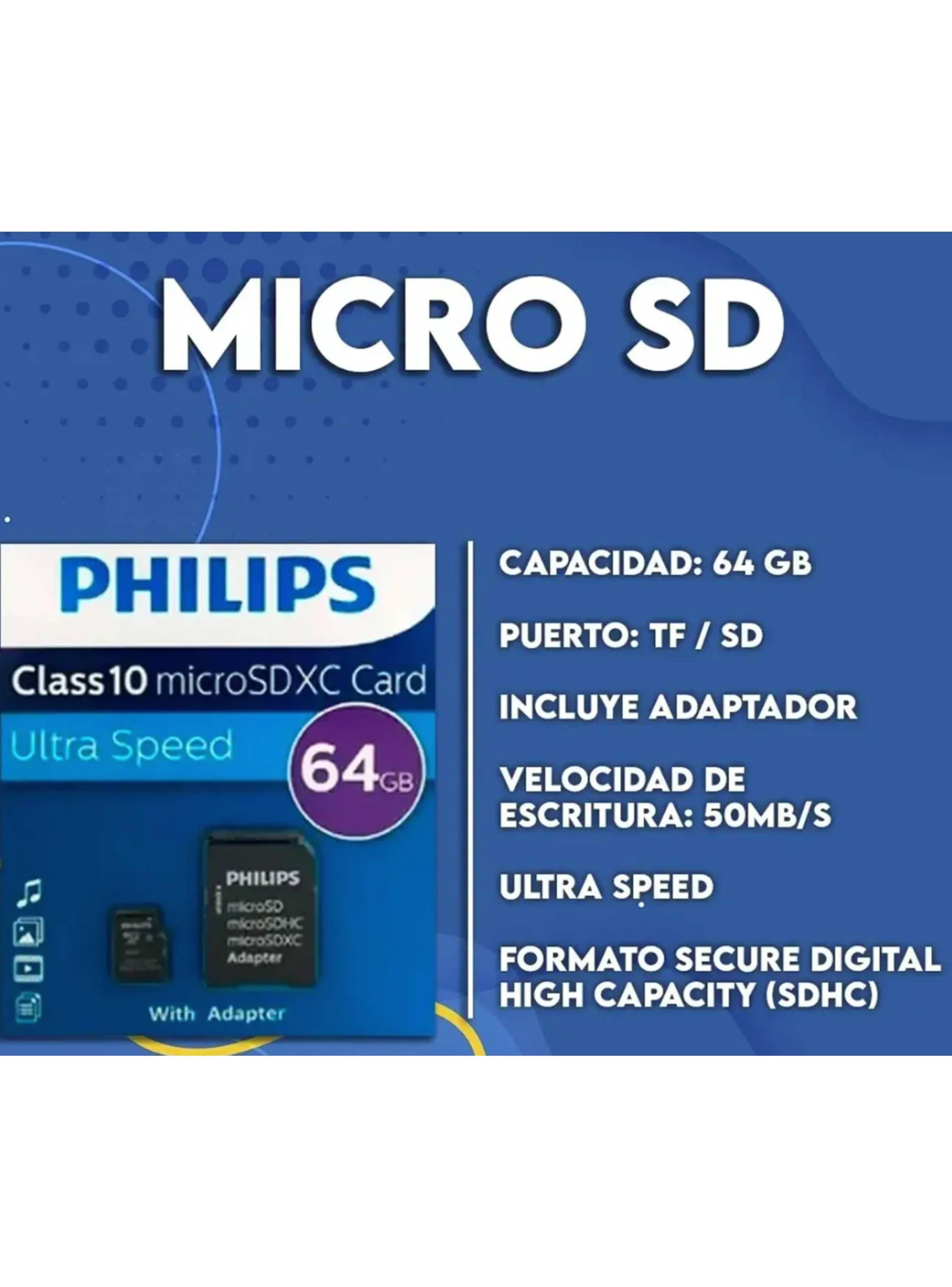 Tarjeta De Memoria Micro Sd Philips 64gb C10 Ultra Speed-2