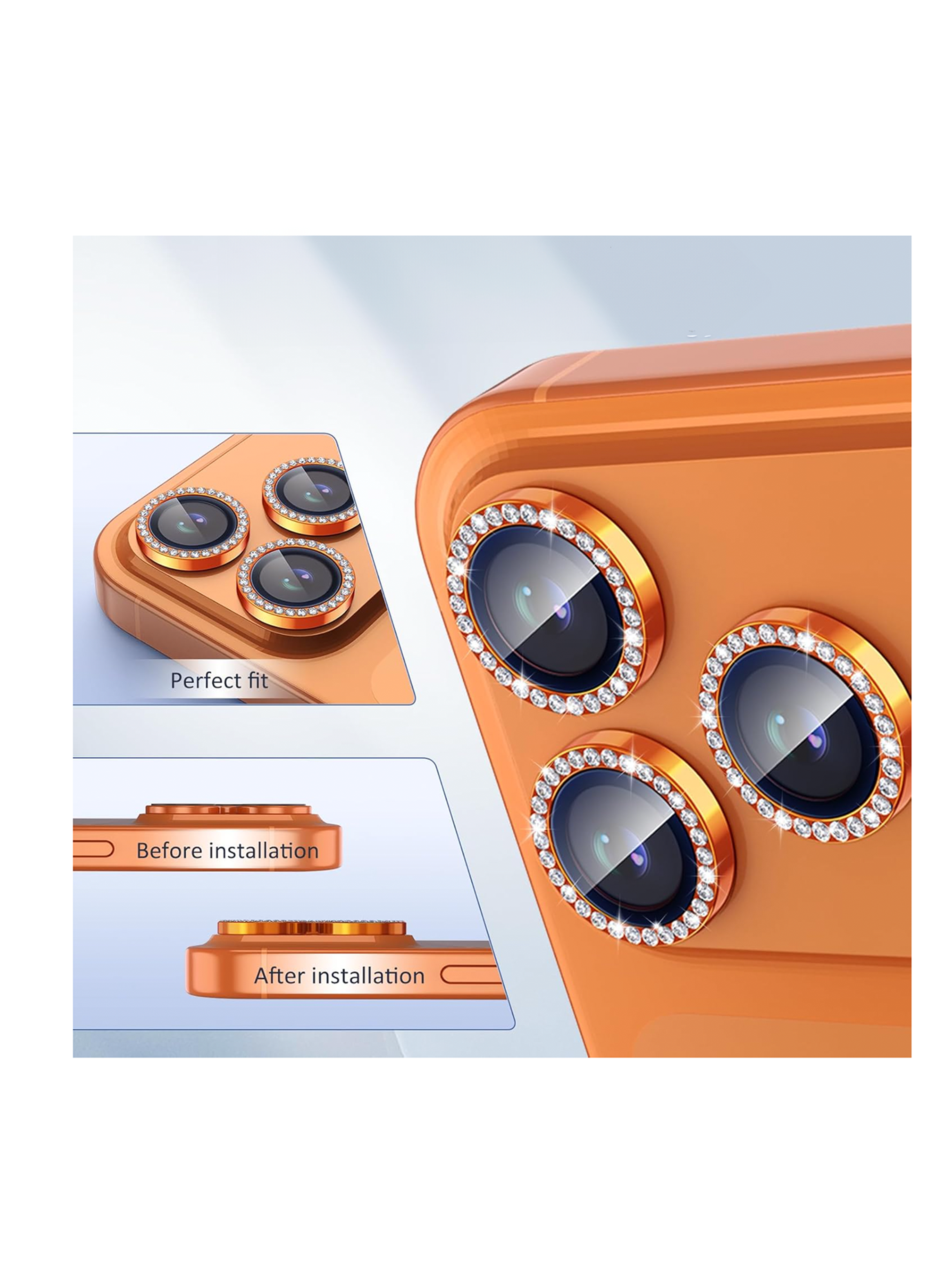 Lamina Protectora De Cámara Brillo Para iPhone 17 pro Max Naranja-2