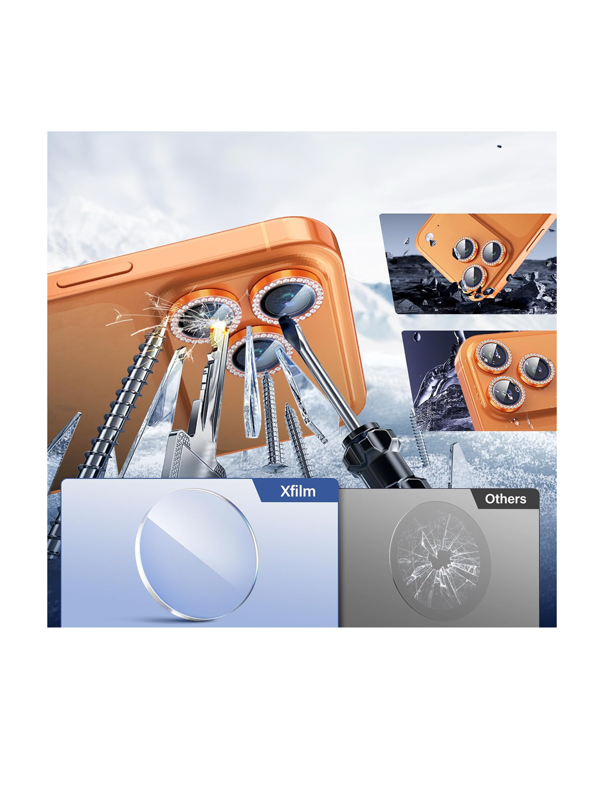 Lamina Protectora De Cámara Brillo Para iPhone 17 pro Max Naranja-4