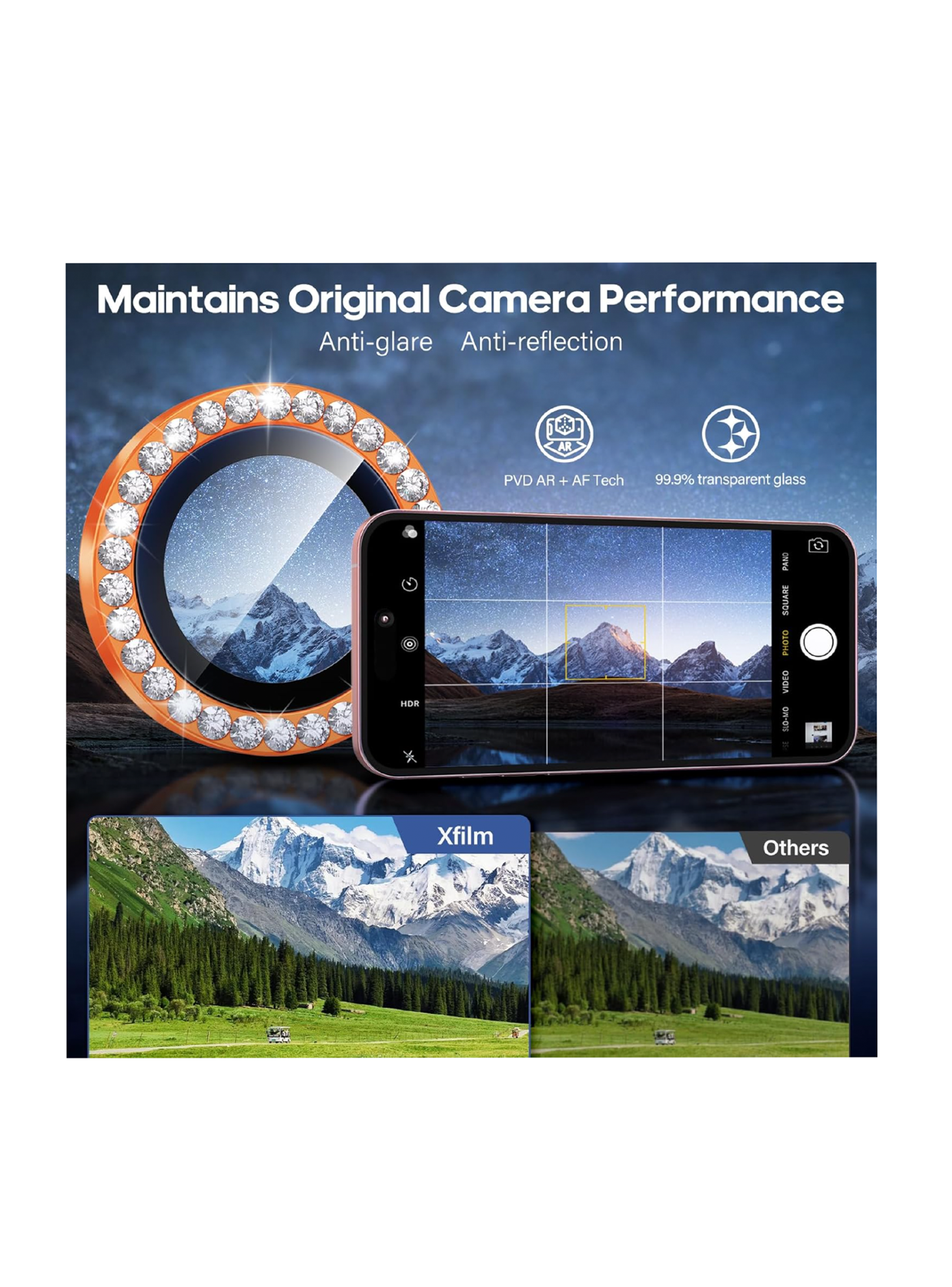Lamina Protectora De Cámara Brillo Para iPhone 17 pro Max Naranja-5