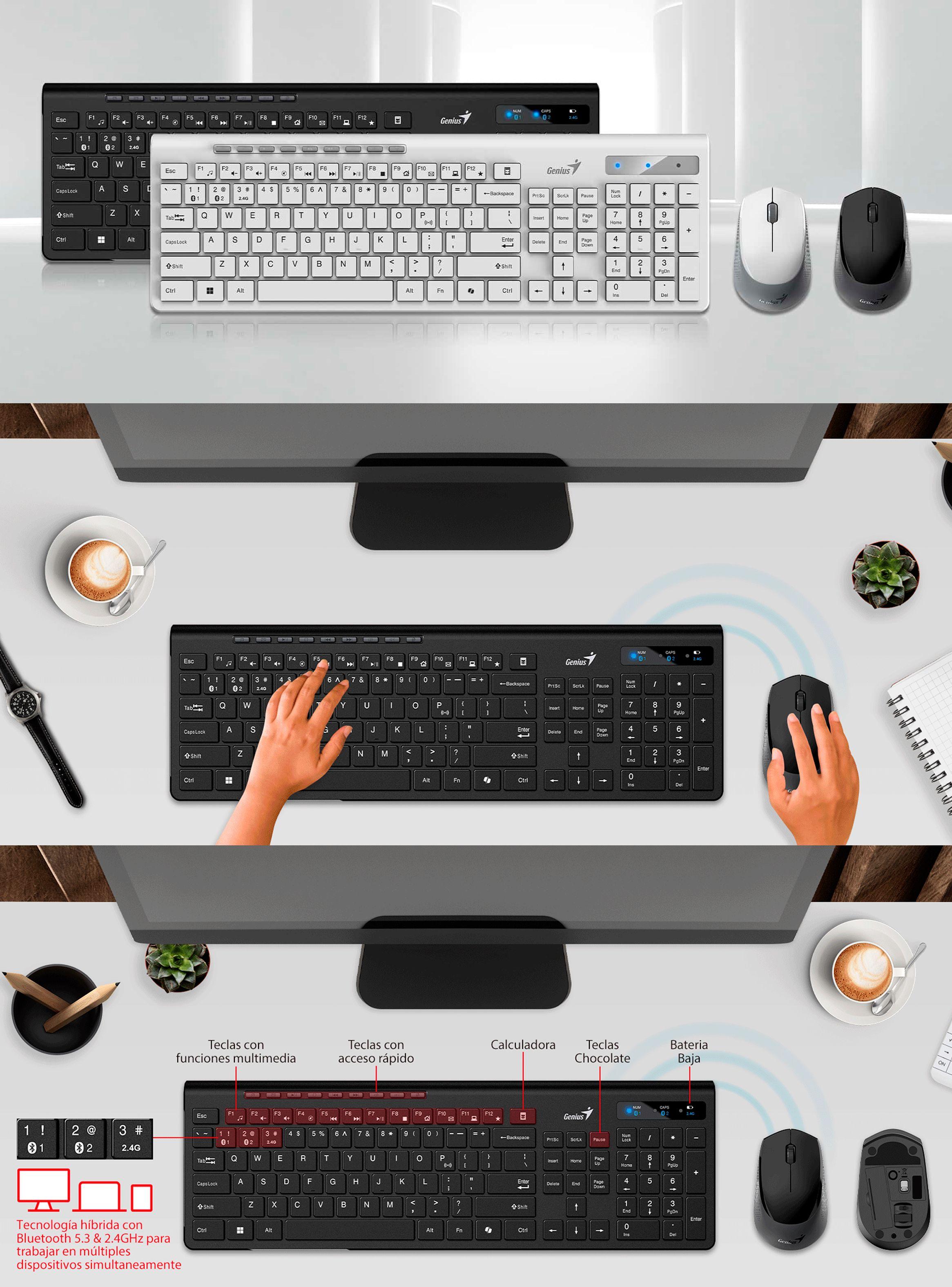 Kit De Teclado Y Mouse Inalambrico Combo Genius SlimStar8230-2