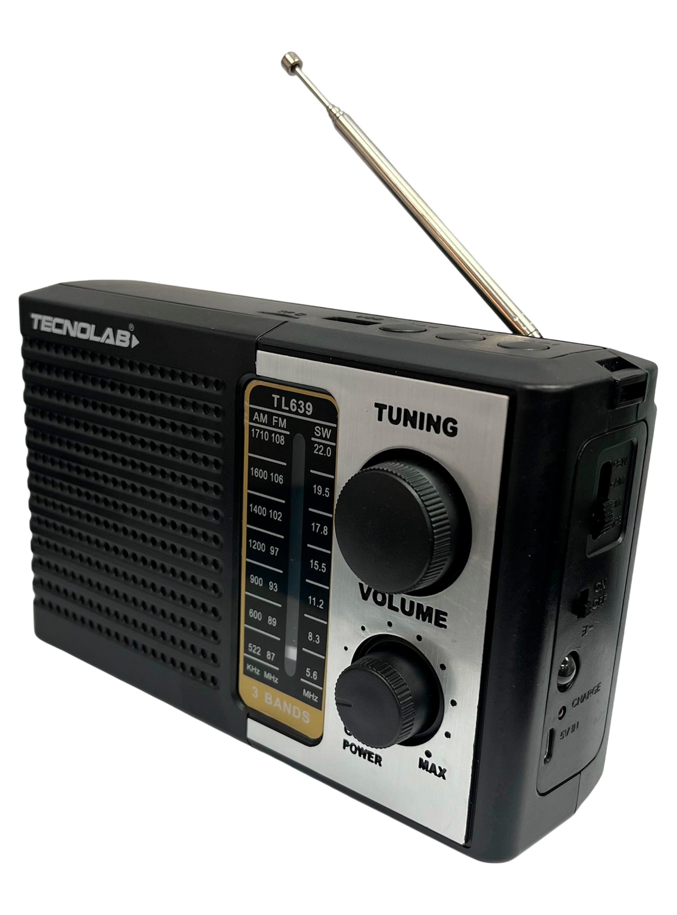Radio Portatil 5W Recargable USB Con Linterna Tenolab TL639-3
