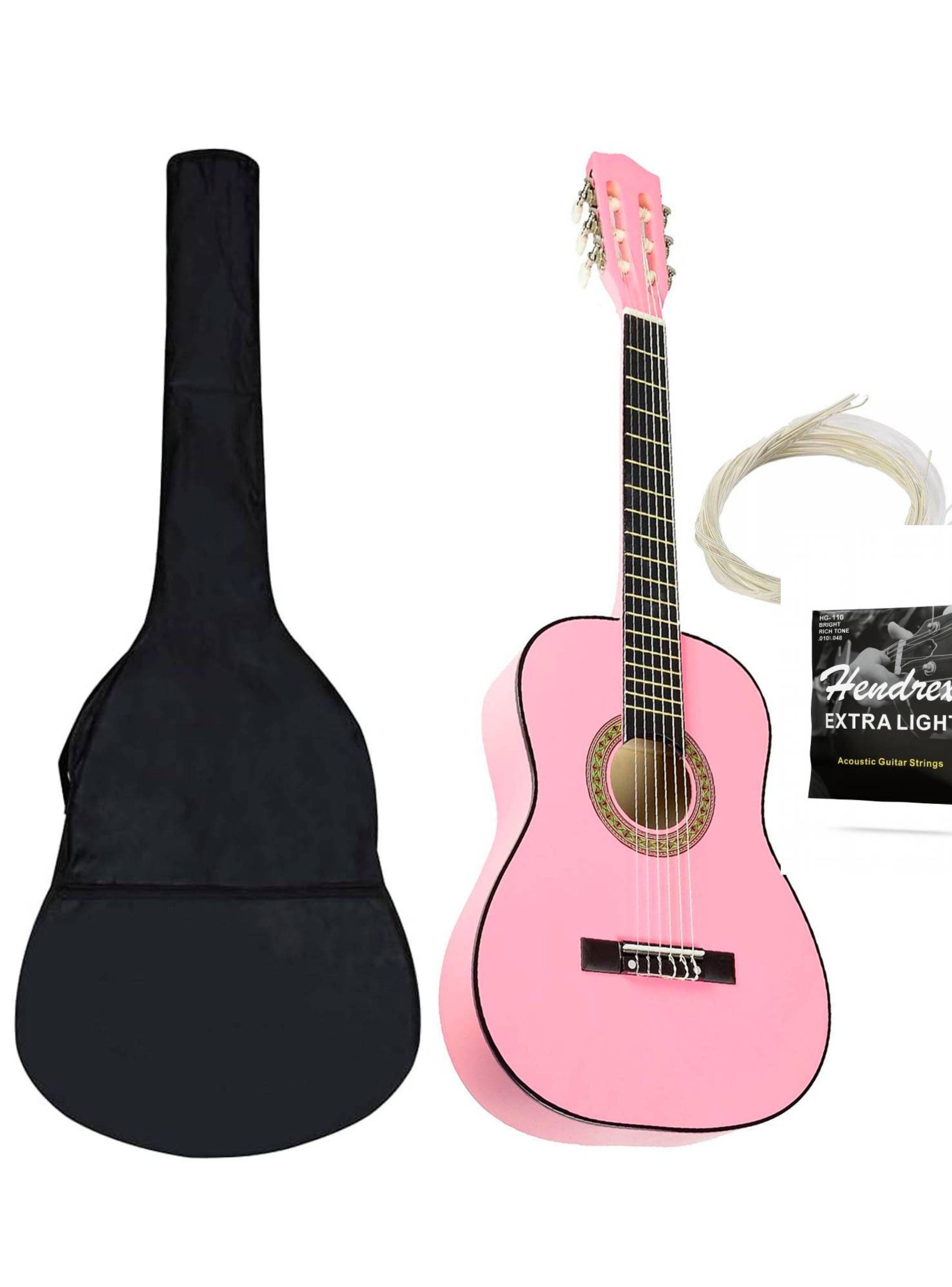 Guitarra Clasica Funda 36 Pulgadas Mediana Hendrix Rosa-4