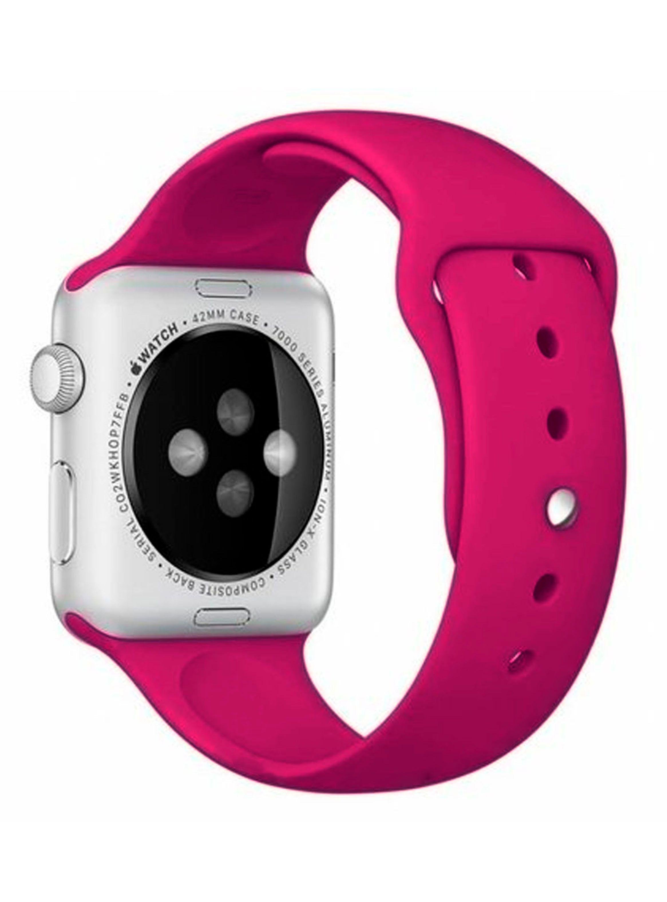 Correa Compatible Con Apple Watch 42mm 44mm 45mm Goma Fucsia-2