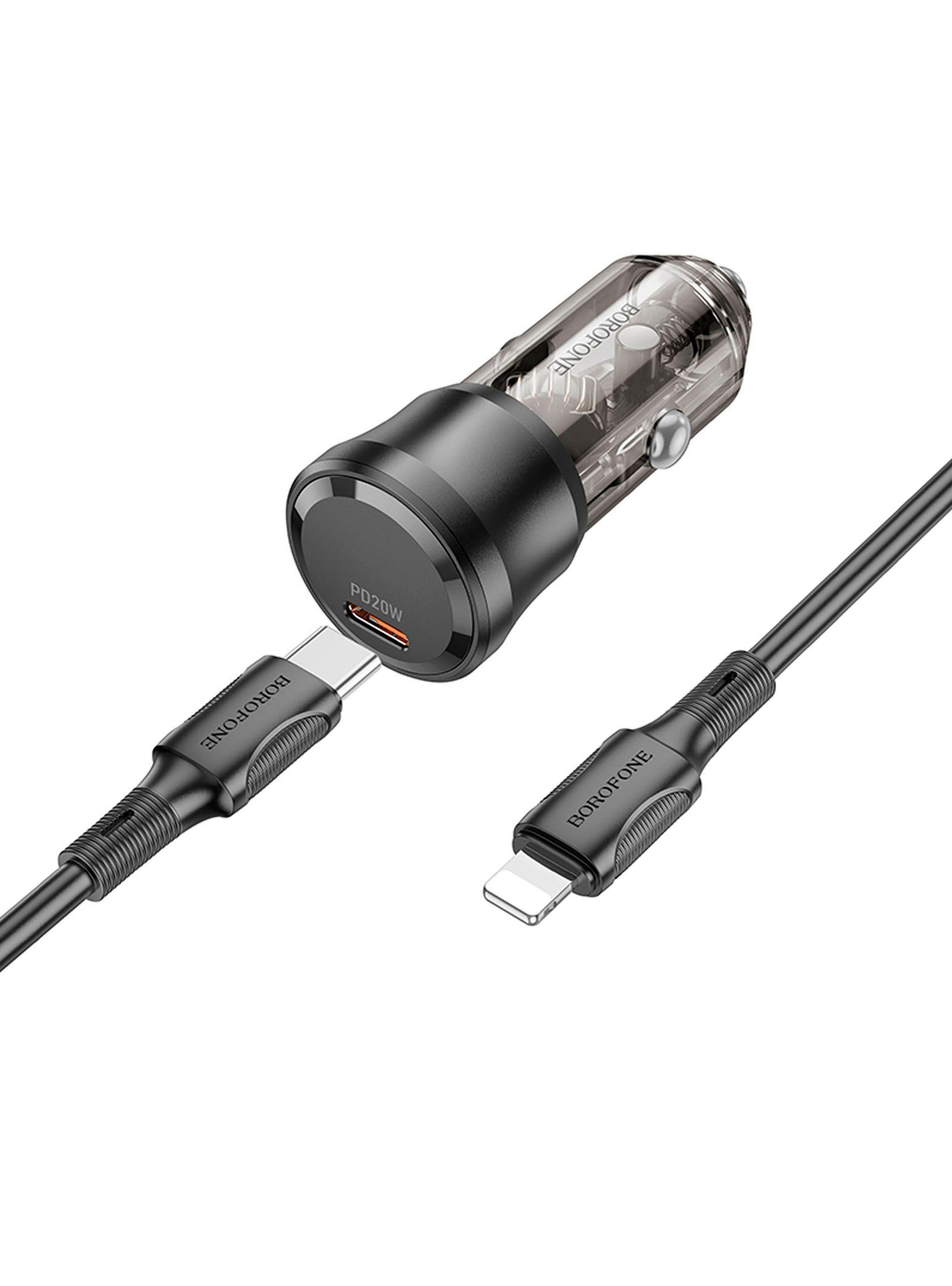 Cargador De Auto 20W Y Cable Compatible iPhone Borofone BZ24-2