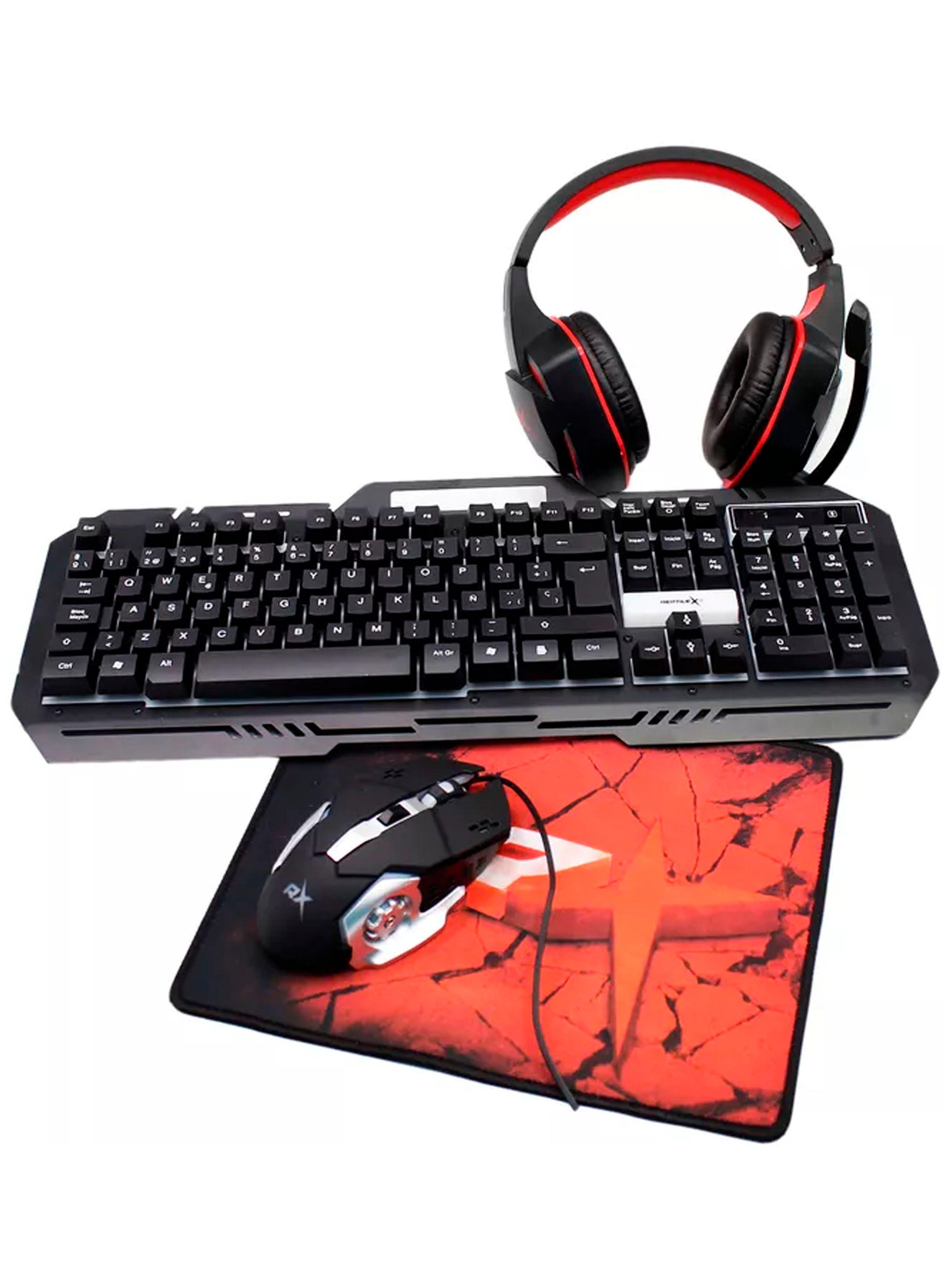Combo Gamer Teclado Mouse Mousepad Audifono Iluminado RX0019-0
