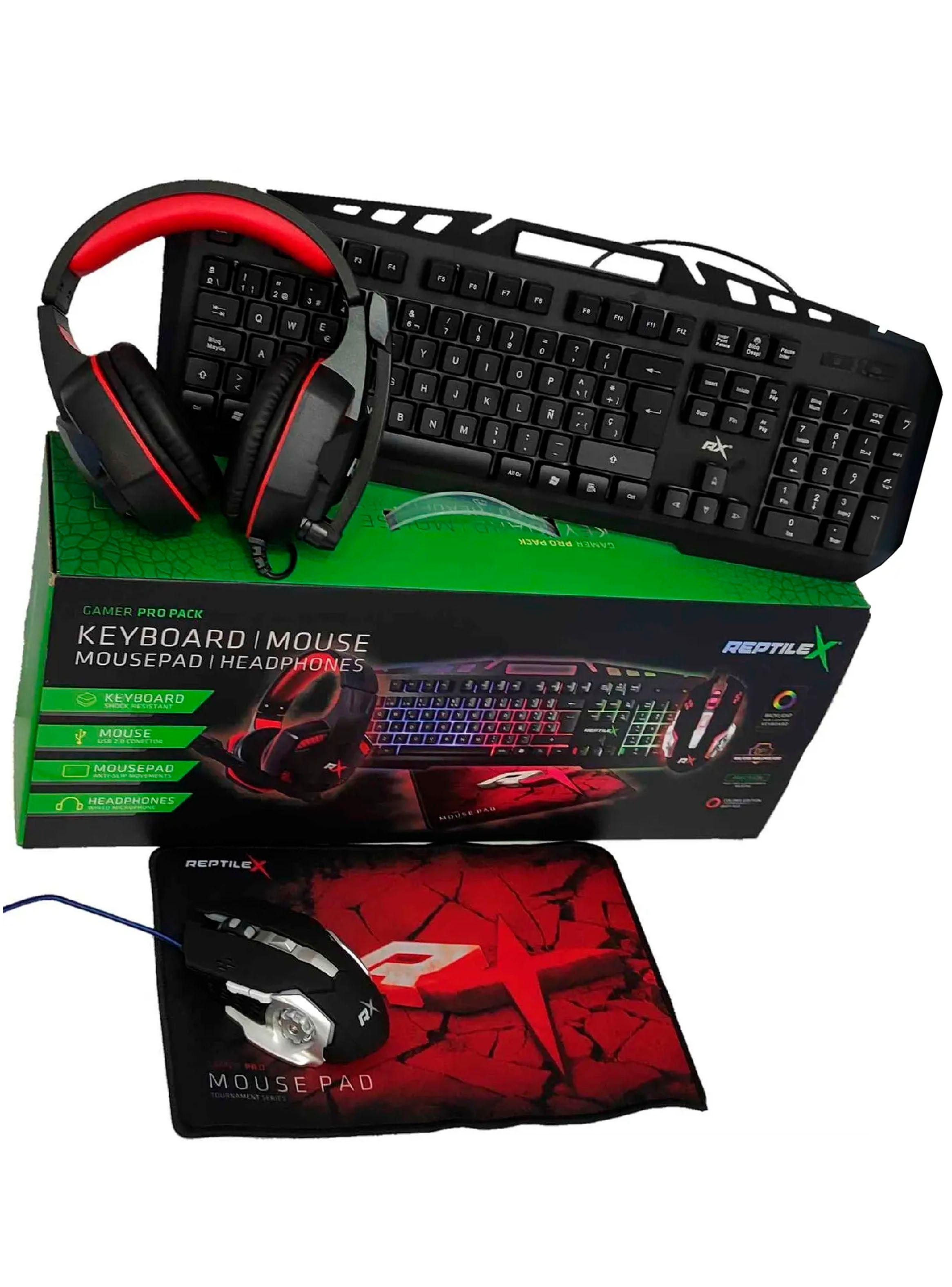 Combo Gamer Teclado Mouse Mousepad Audifono Iluminado RX0019-3