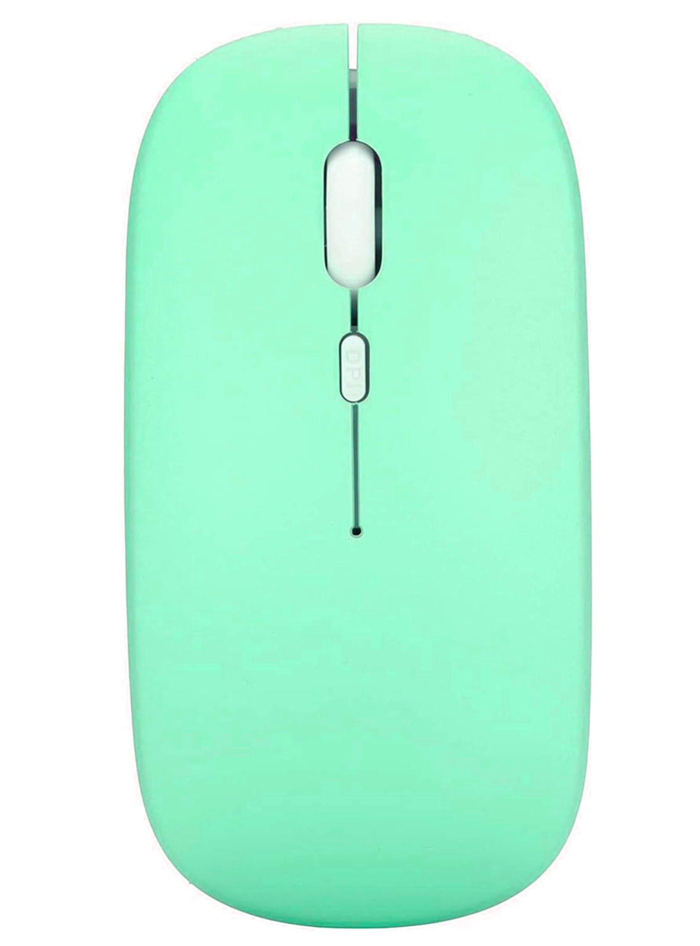 Mouse Inalambrico Recargable Bluetooth Receptor USB Turquesa-3