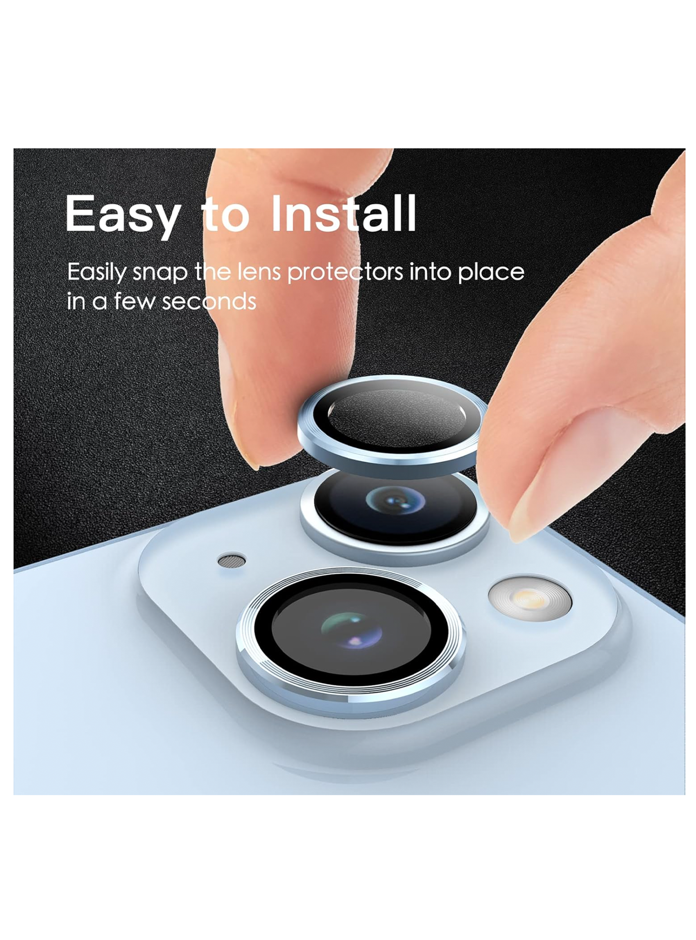 Protector de Lentes de Camara Para iPhone 14 / 14 Plus Metalizada Azul-1
