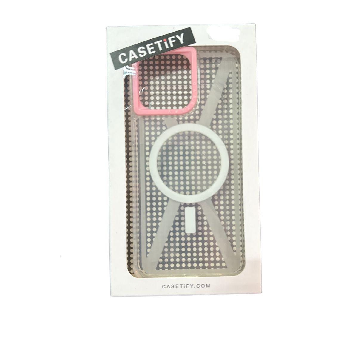 Carcasa Tipo Casefity Para iPhone 13 14 15 Borde Fucsia-3