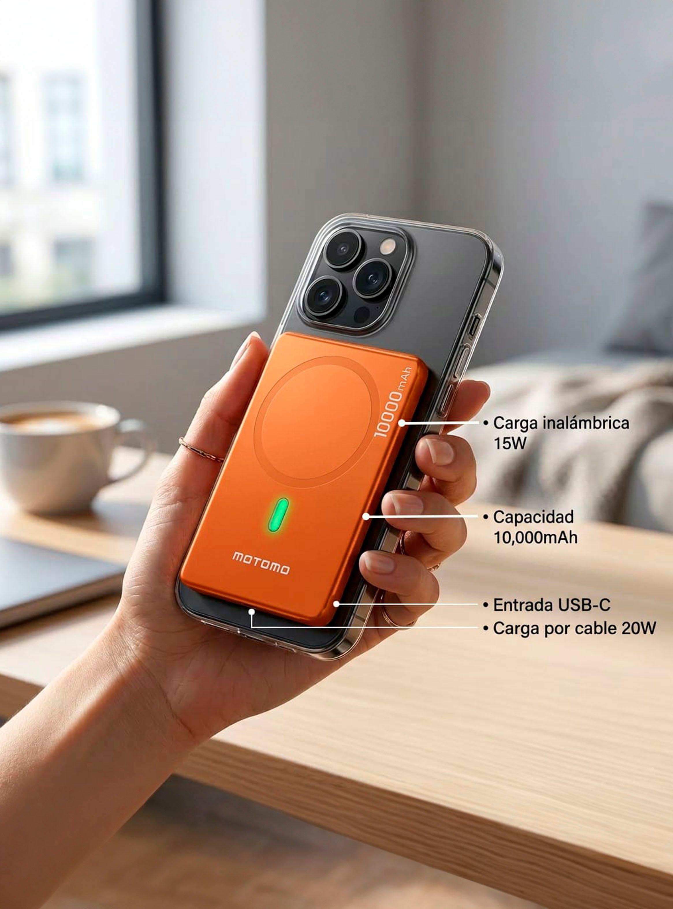 PowerBank Magnetica Compatible En iPhone De 10000Mah Naranjo-3